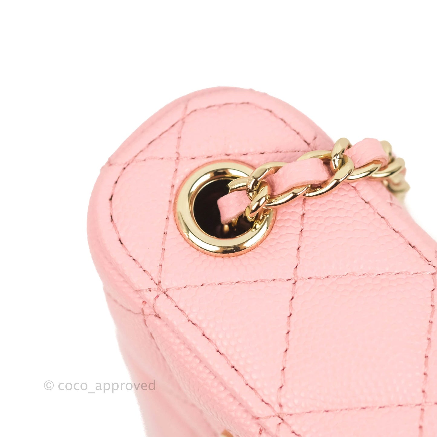 Chanel Vanity Phone Holder With Chain Pink Caviar Gold Hardware