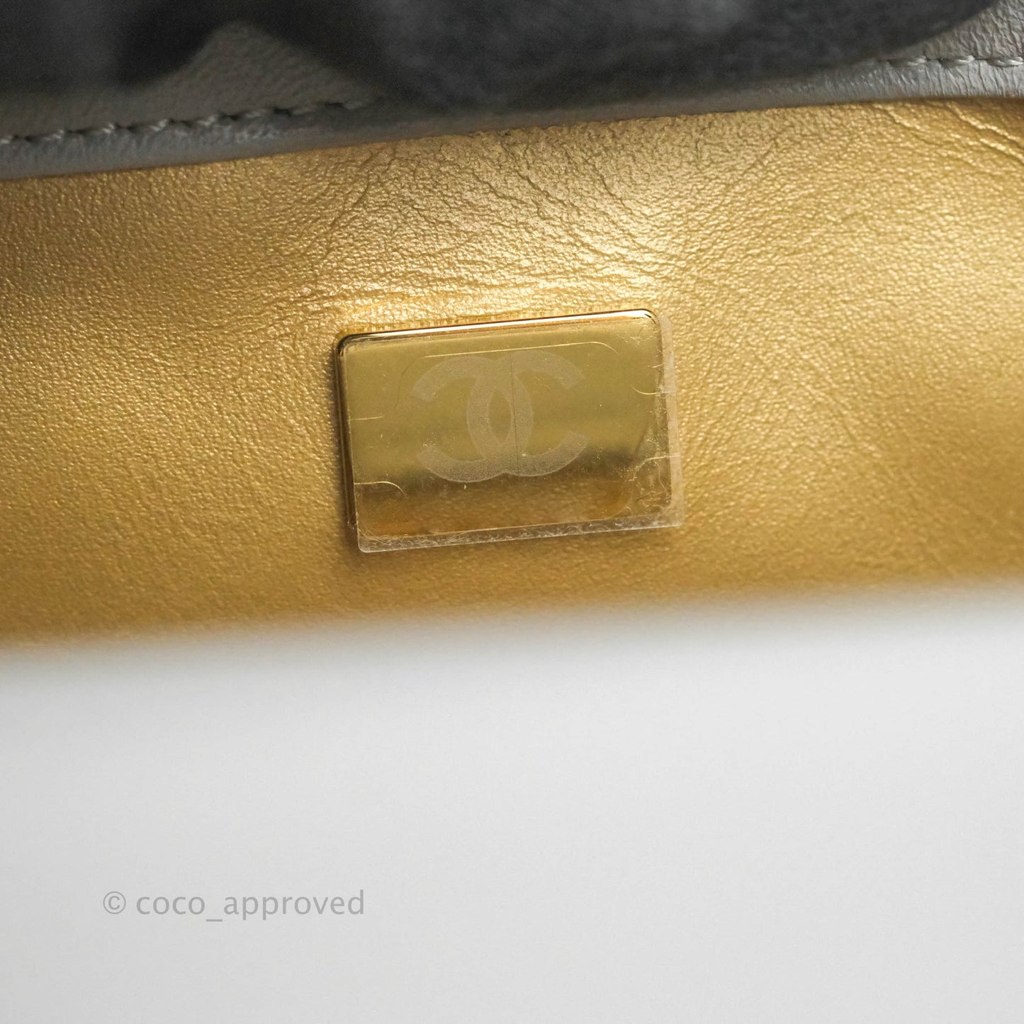 Chanel Mini Rectangular Pearl Crush Quilted Grey Lambskin Aged Gold Hardware