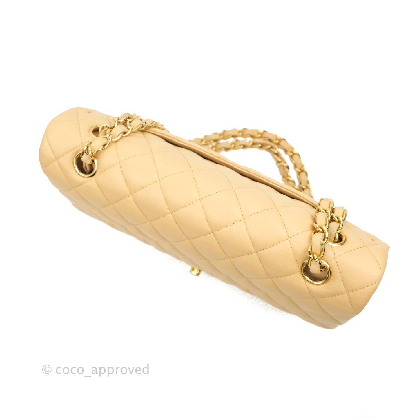 Chanel Classic M/L Medium Flap Quilted Beige Lambskin Gold Hardware