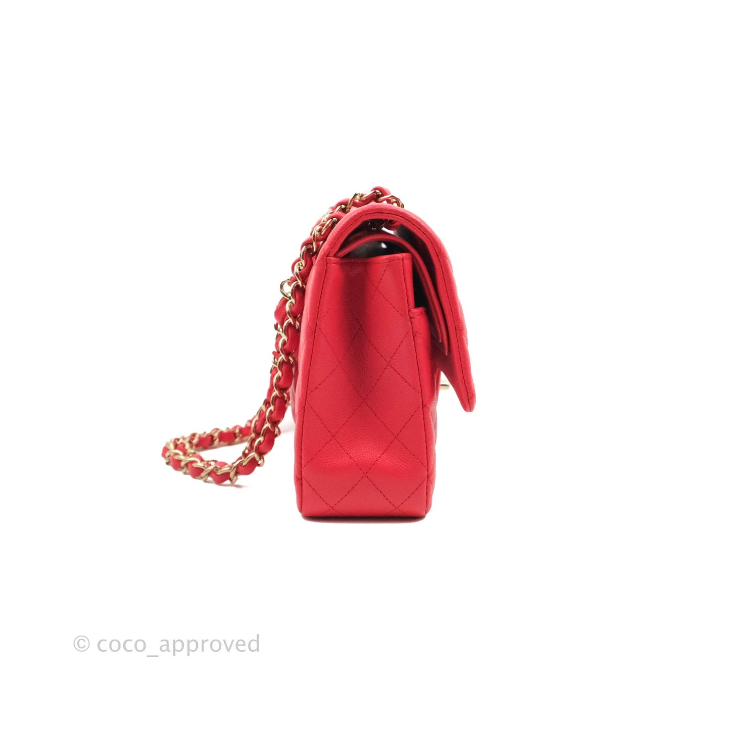 Chanel Medium M/L Classic Quilted Flap Red Caviar Gold Hardware 21B