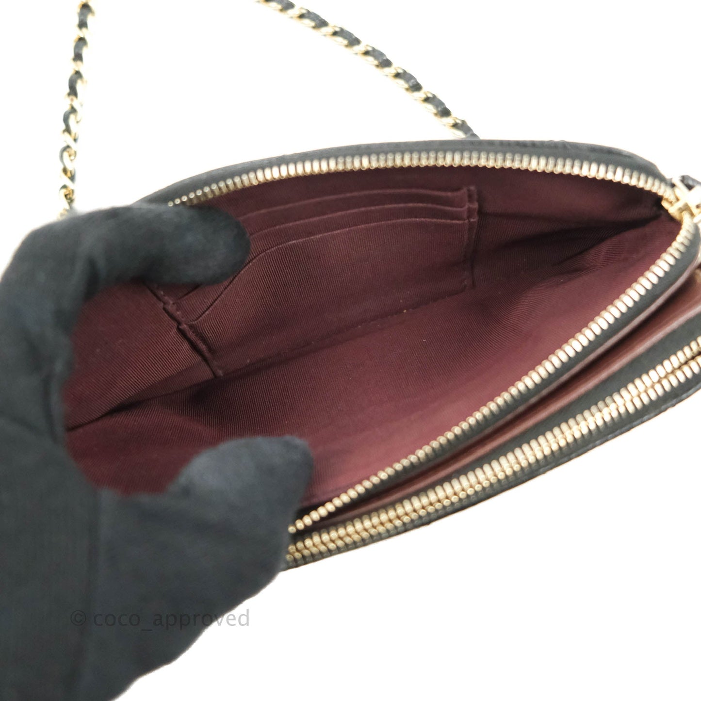 Chanel Quilted Clutch With Chain Black Caviar Gold Hardware