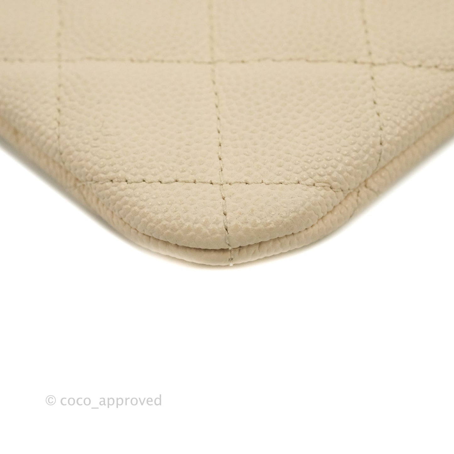Chanel Quilted Mini O Case Light Beige Caviar Gold Hardware
