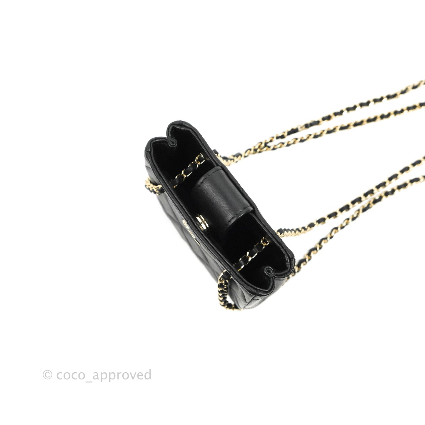 Chanel Mini Clutch With Chain Black Lambskin Gold Hardware 22C