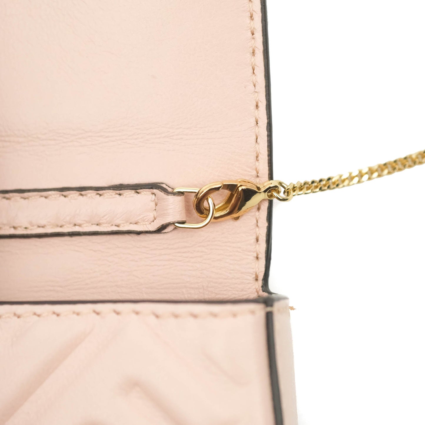Fendi Nappa FF Embossed Nano Baguette Charm Beige Pink