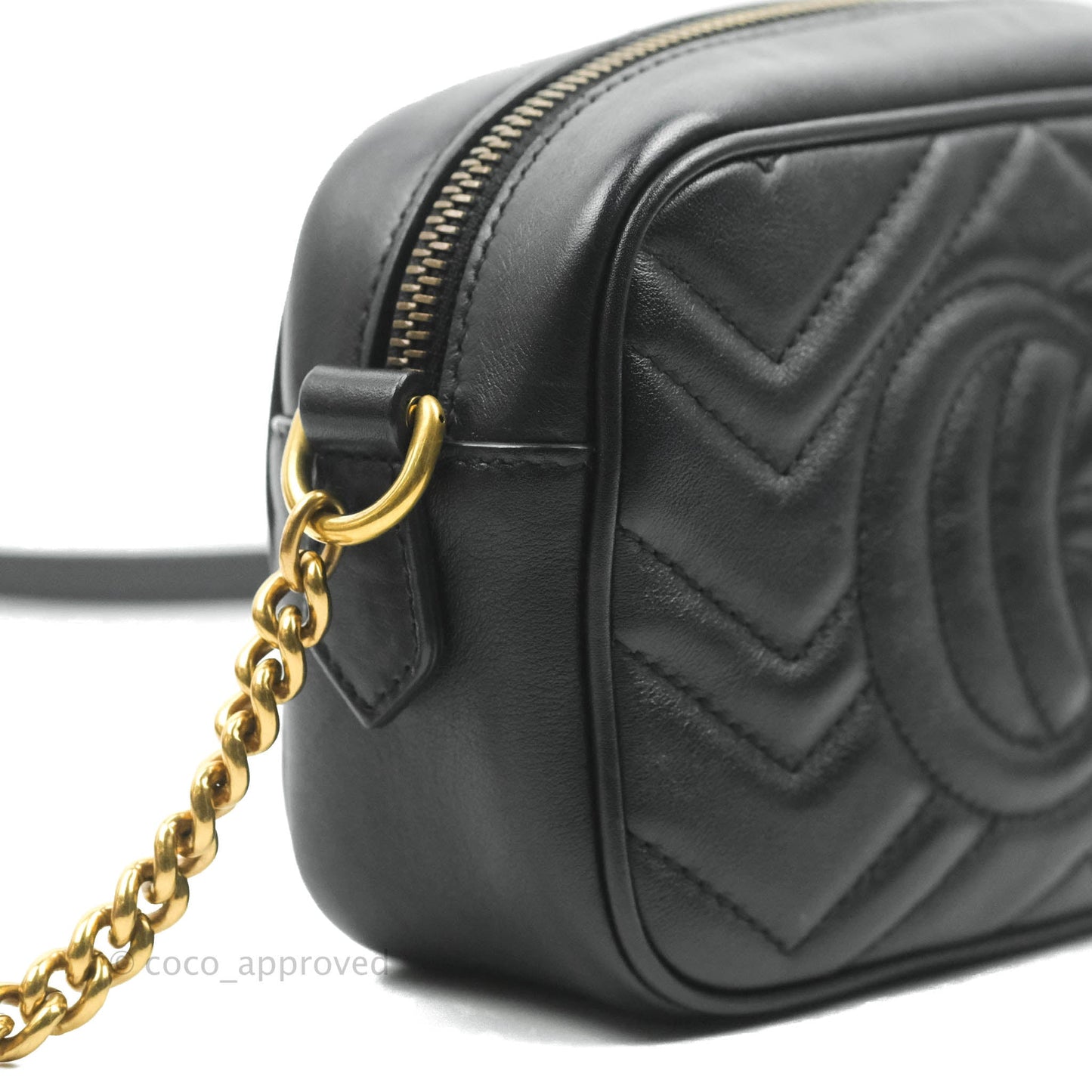 Gucci Mini Matelasse GG Marmont Camera Bag Black Calfskin Gold Hardware
