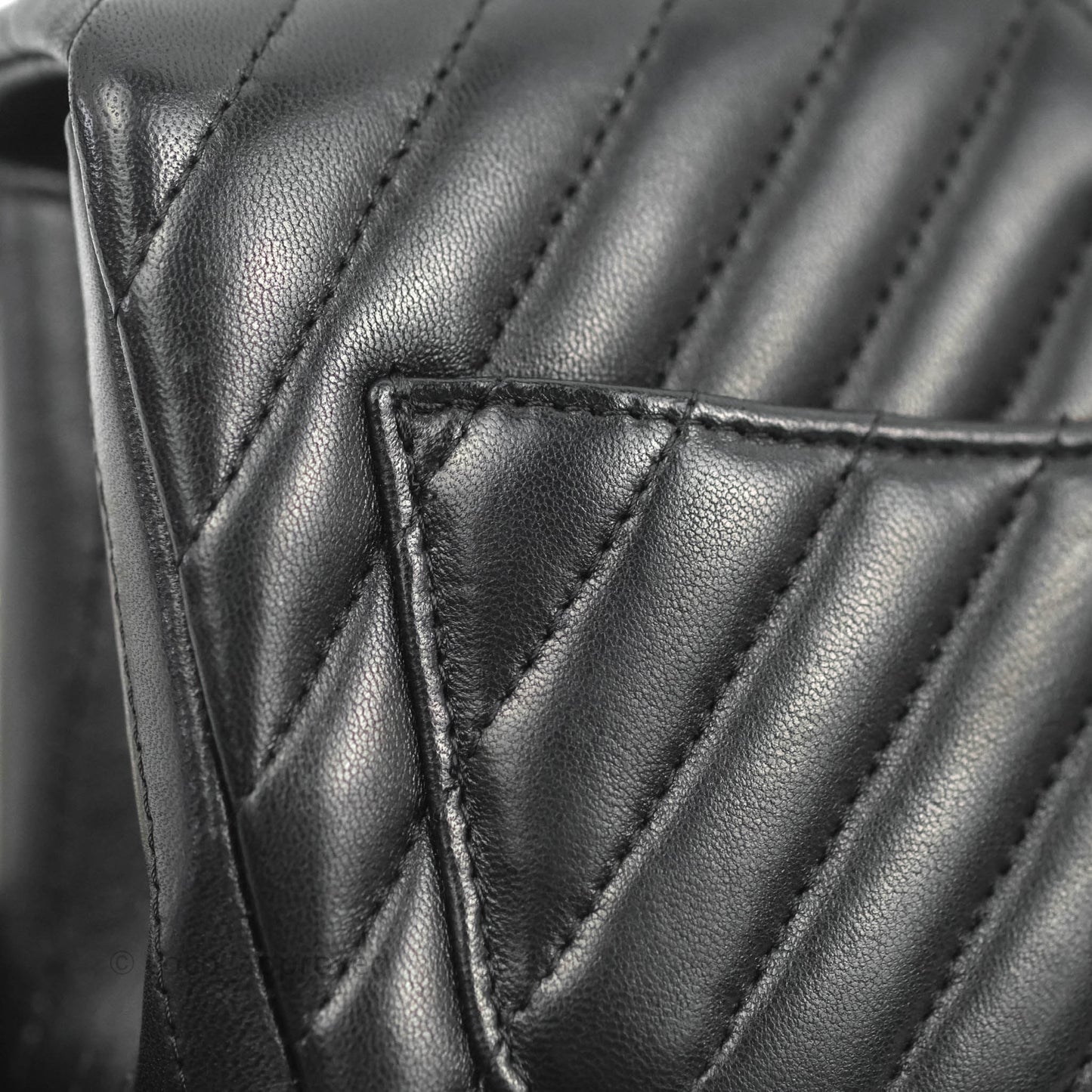 Chanel Mini Square Black Chevron Lambskin Gold Hardware