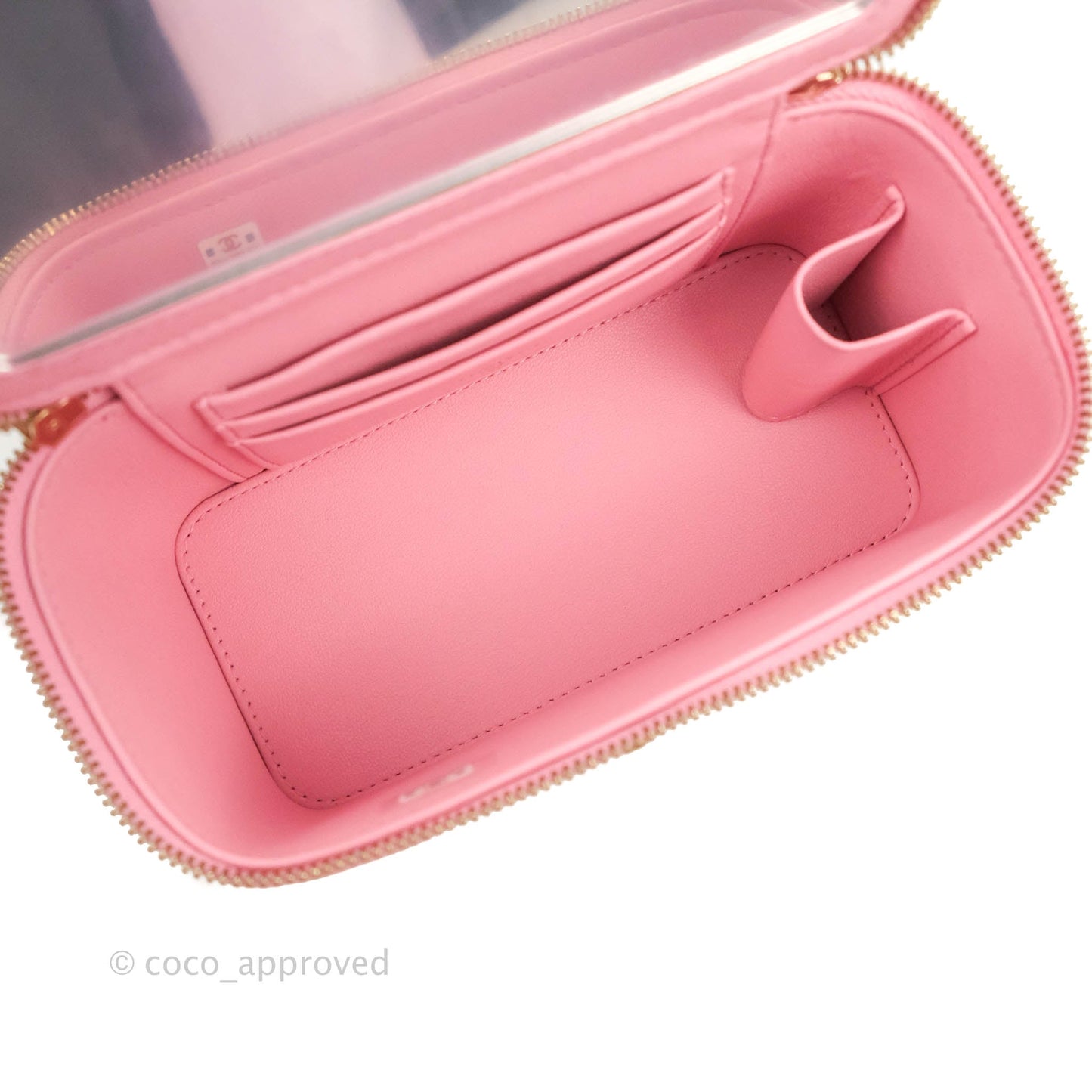 Chanel Vanity Rectangular with Top Handle Pick Me Up Pink Lambskin Aged Gold Hardware 22S