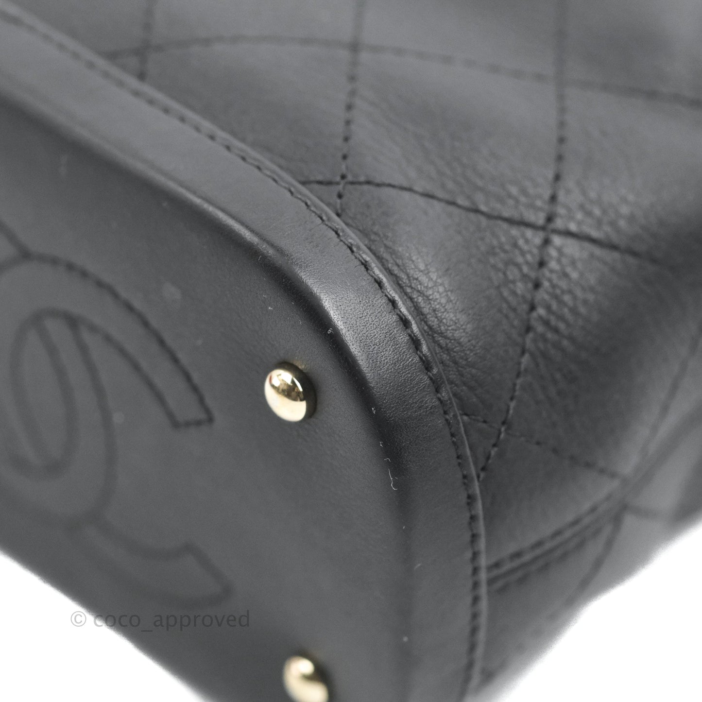Chanel Mini CC Drawstring Bucket Bag Black Calfskin Gold Hardware