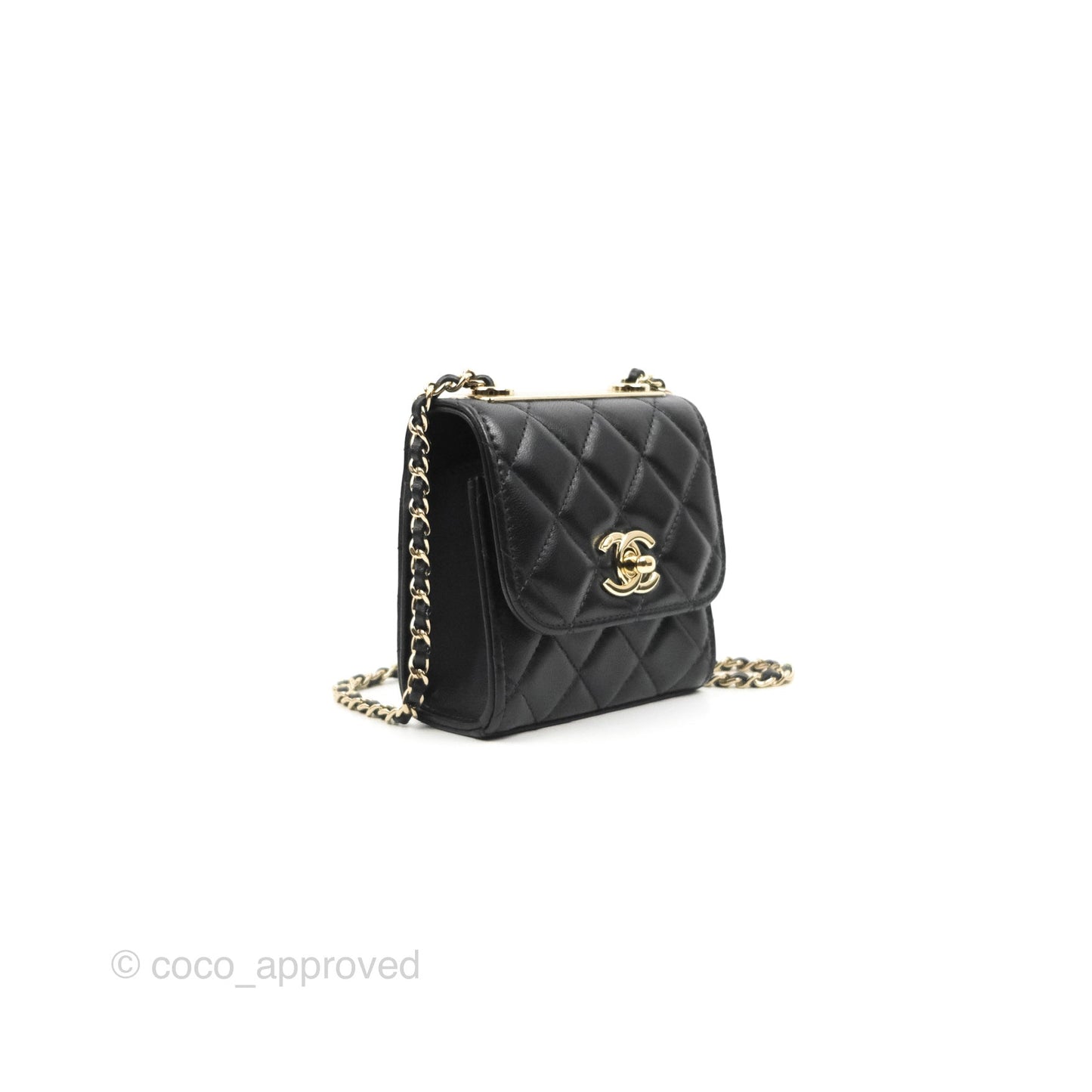 Chanel Mini Quilted Trendy CC Clutch With Chain Black Lambskin Gold Hardware