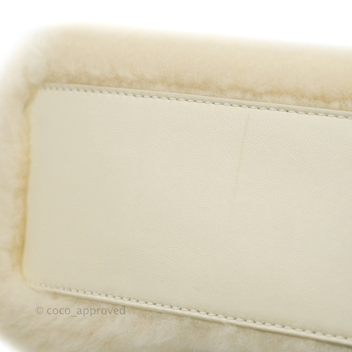 Fendi Mini Peekaboo Shearling Bag White Gold Harware