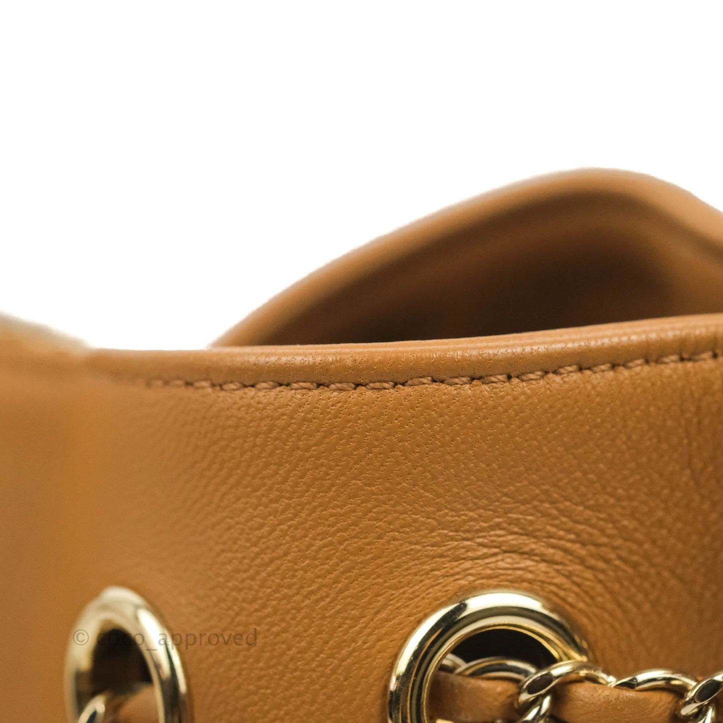 Chanel Chevron Bucket Drawstring Bag Caramel Gold Hardware
