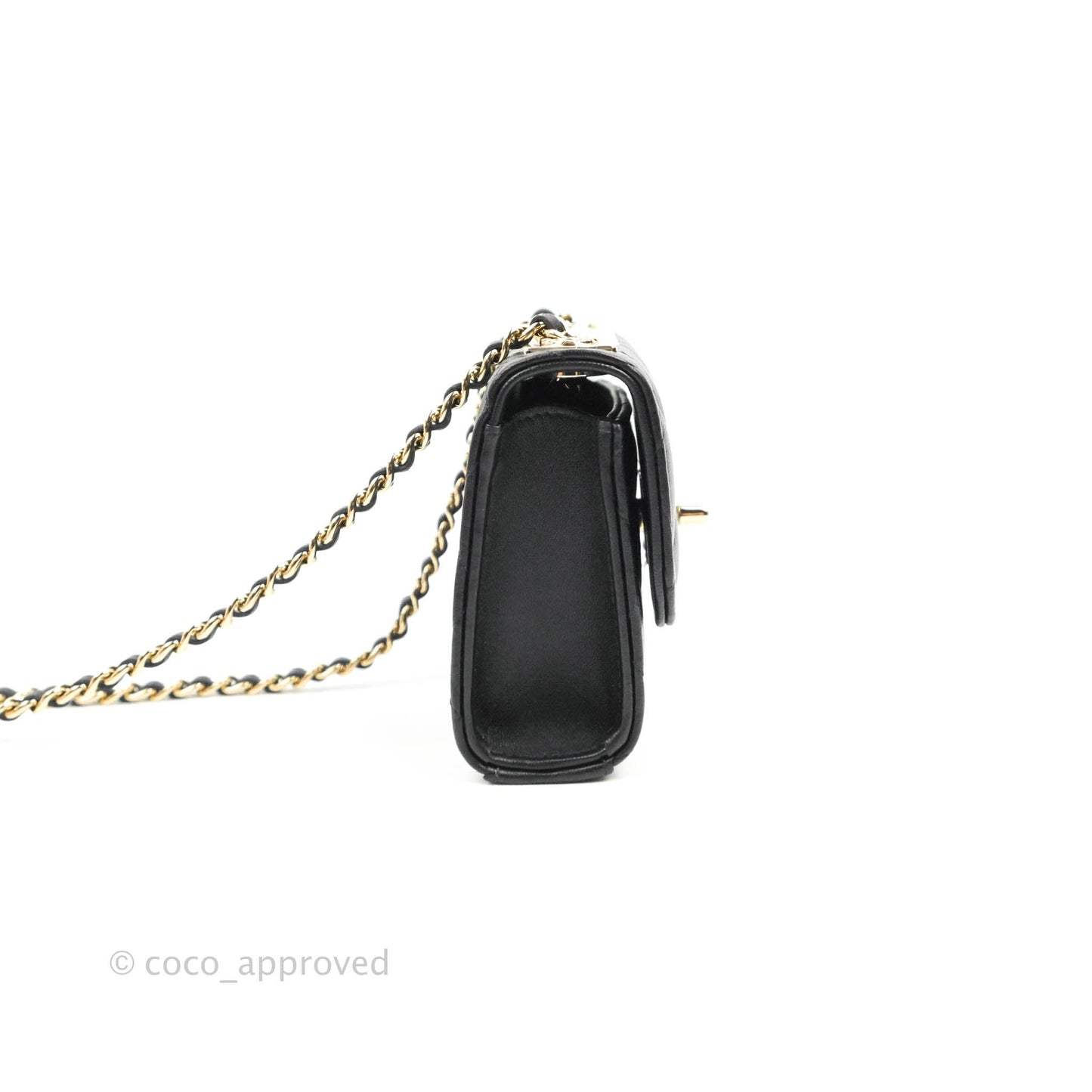 Chanel Mini Quilted Clutch With Chain Black Lambskin Gold Hardware 22S