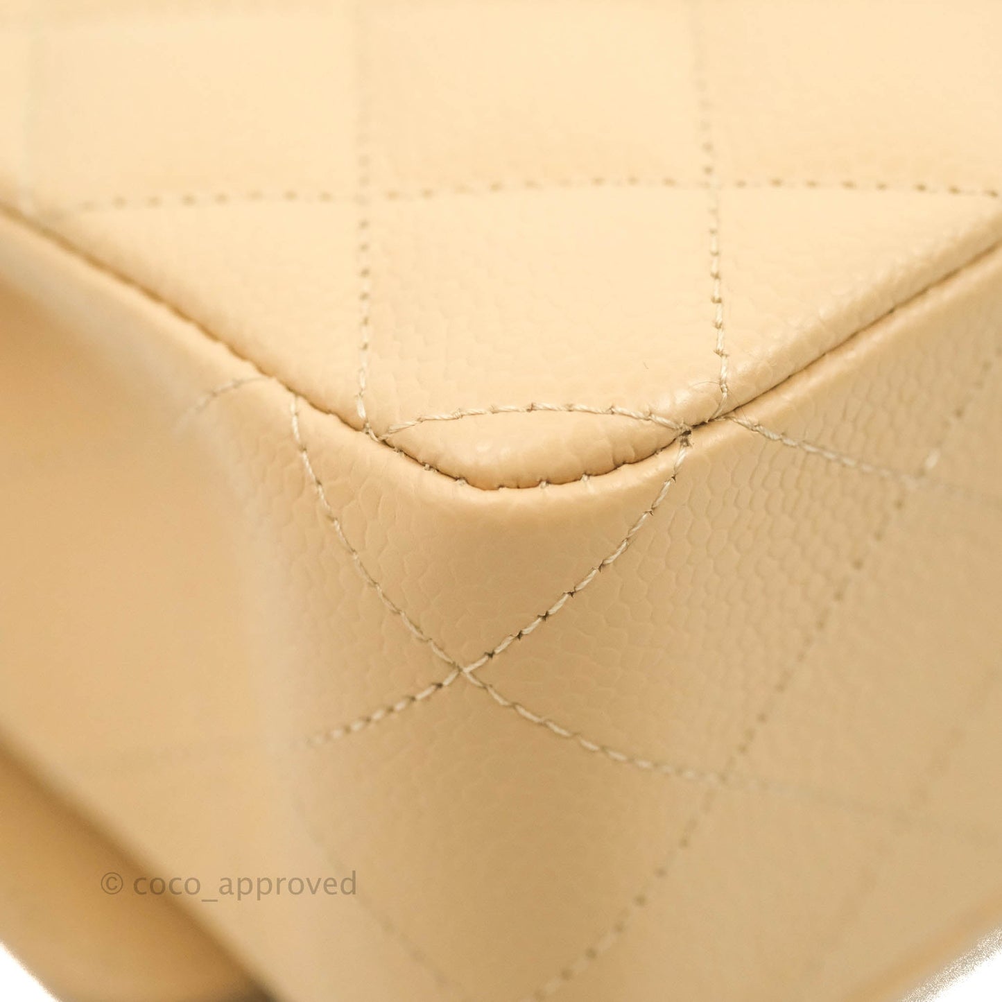 Chanel Classic M/L Medium Flap Quilted Beige Caviar Gold Hardware