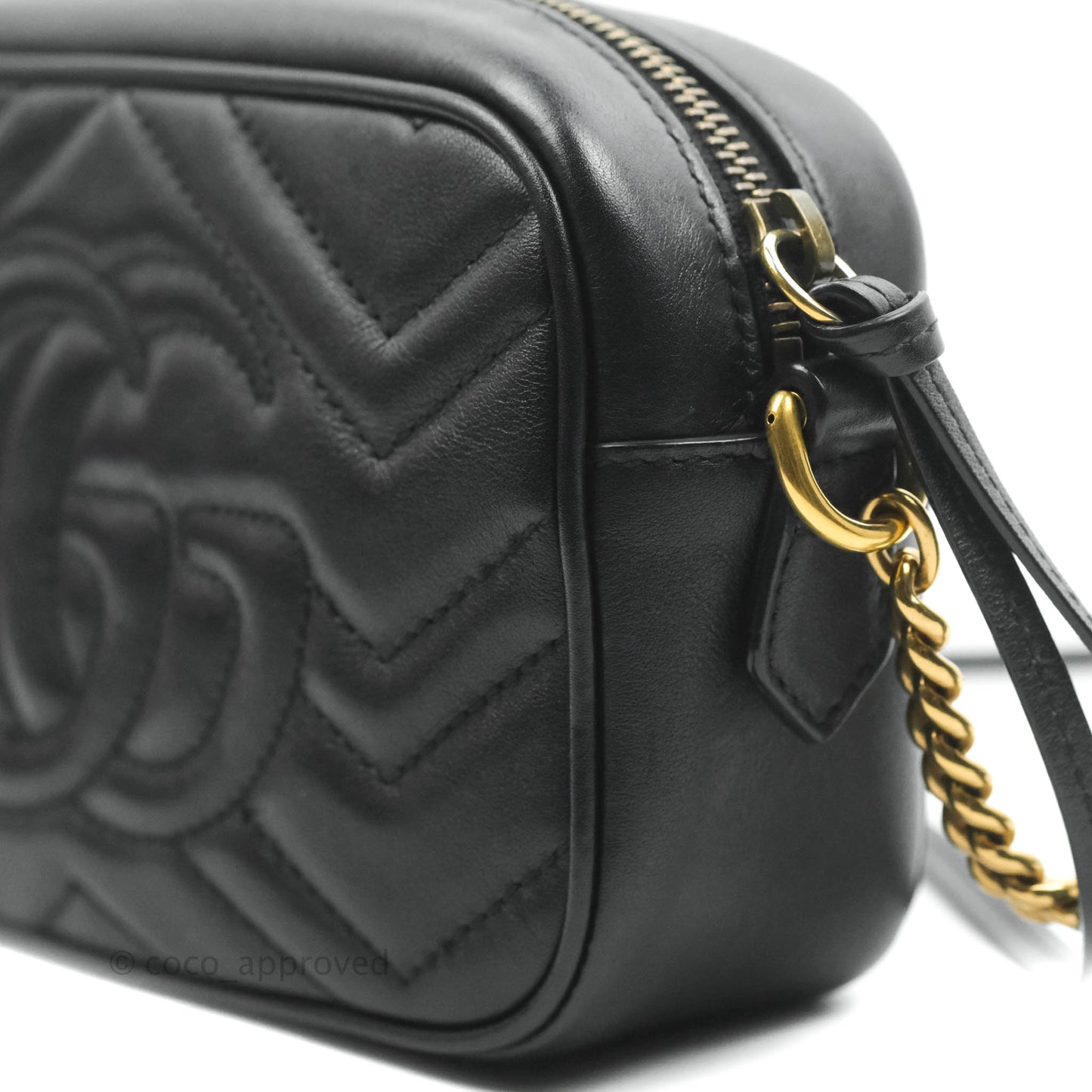Gucci Mini Matelasse GG Marmont Camera Bag Black Calfskin Gold Hardware