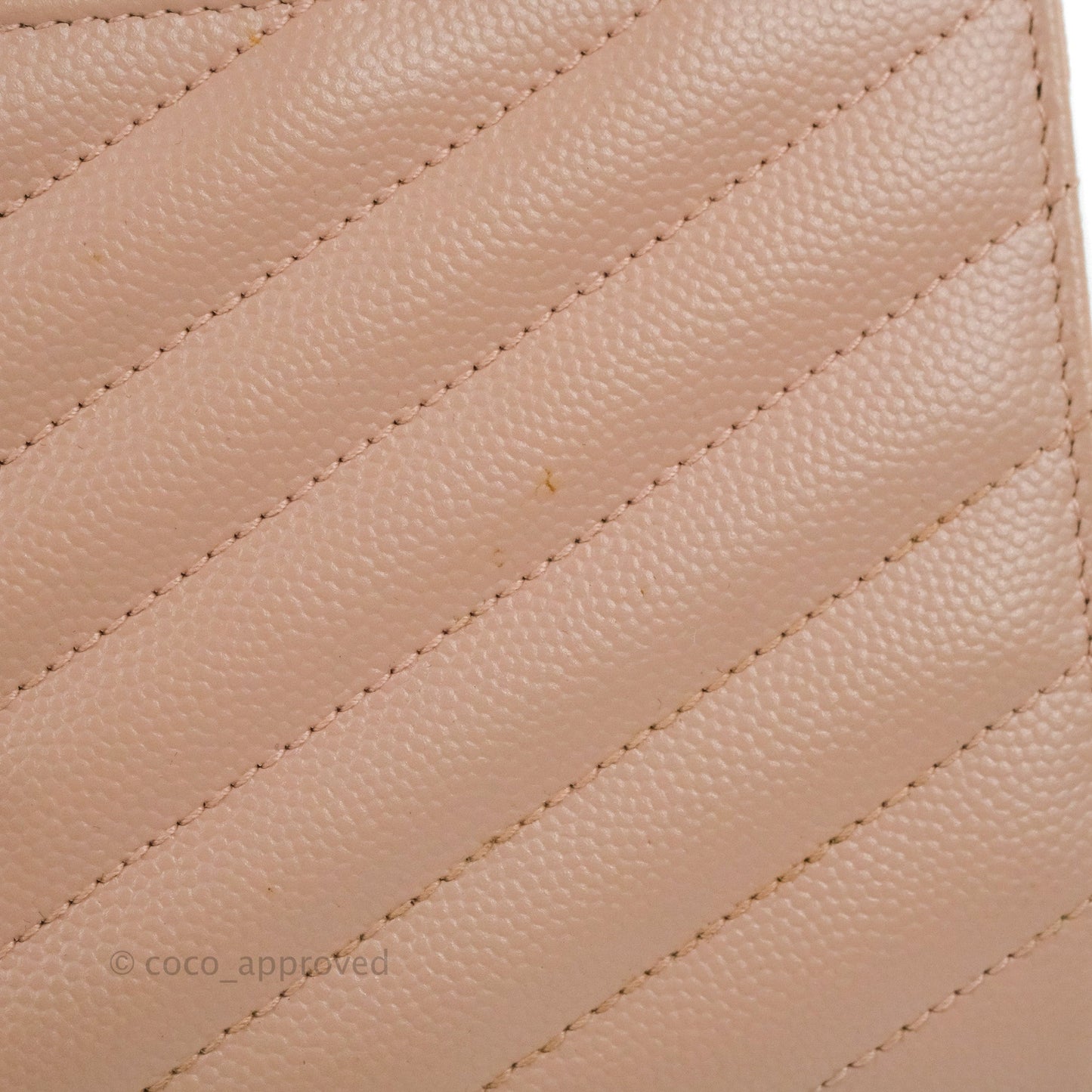 Saint Laurent Quilted Envelope Wallet Pink Grained Leather Silver Hardware