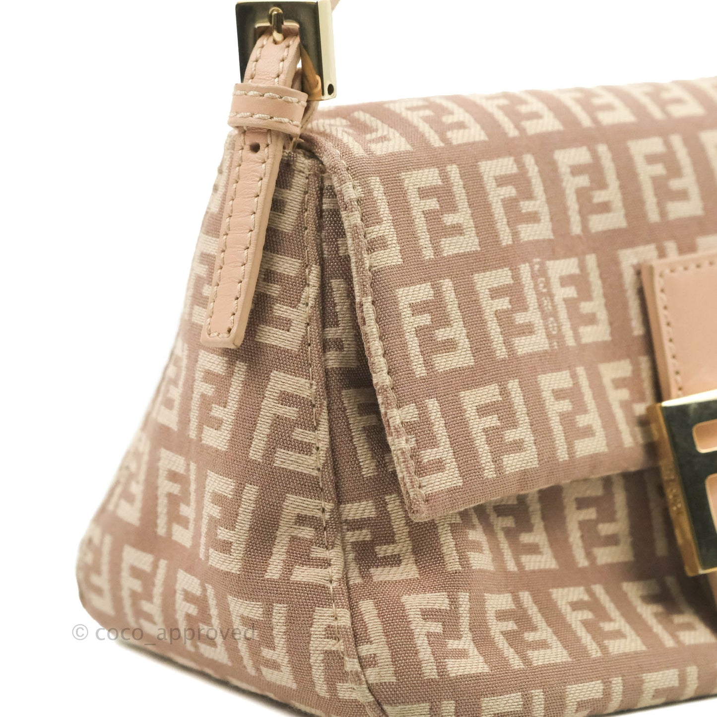 Fendi Zucchino Mini Mama Baguette Beige Pink Gold Hardware