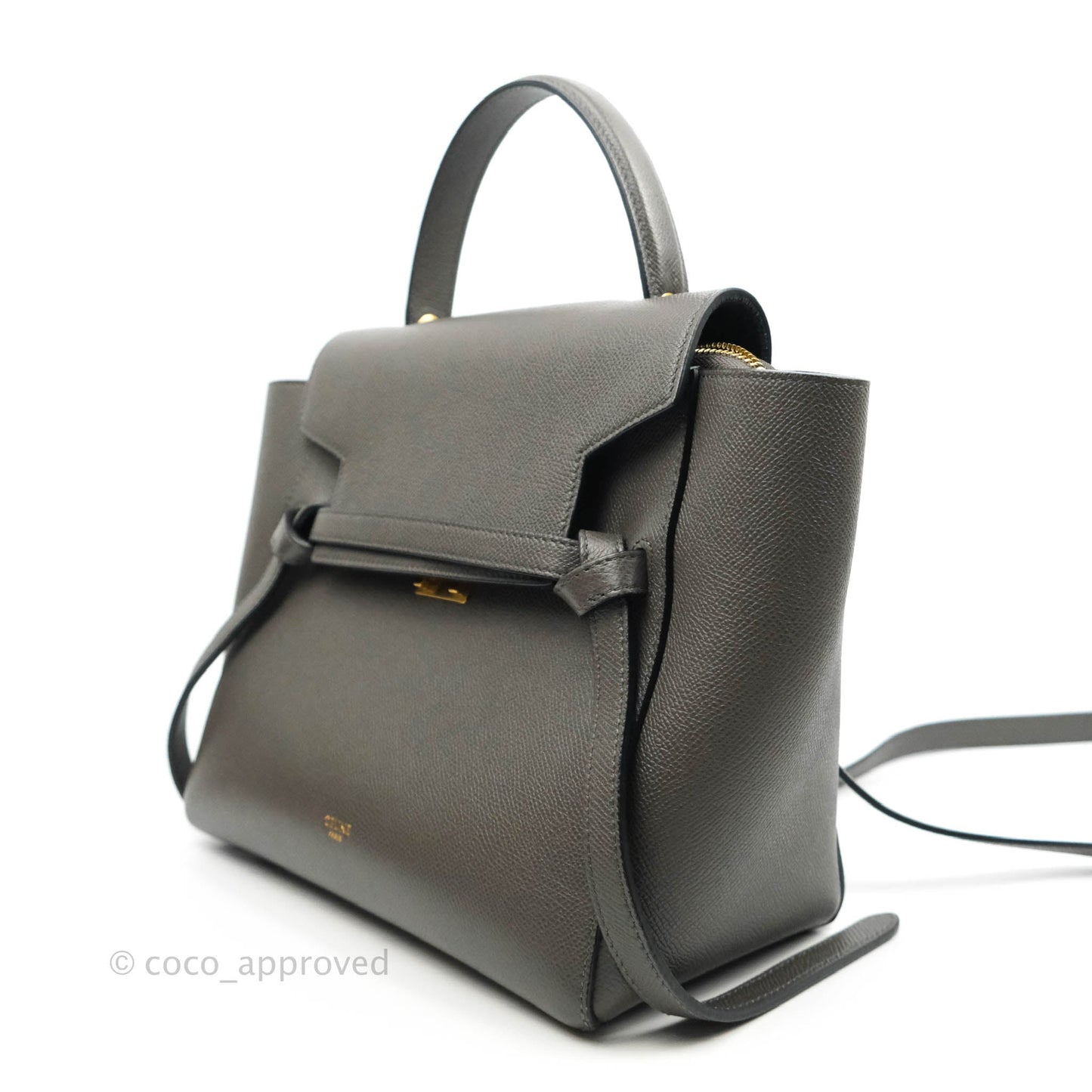 Celine Micro Belt Bag Grey Grained Calfskin Gold Hardware