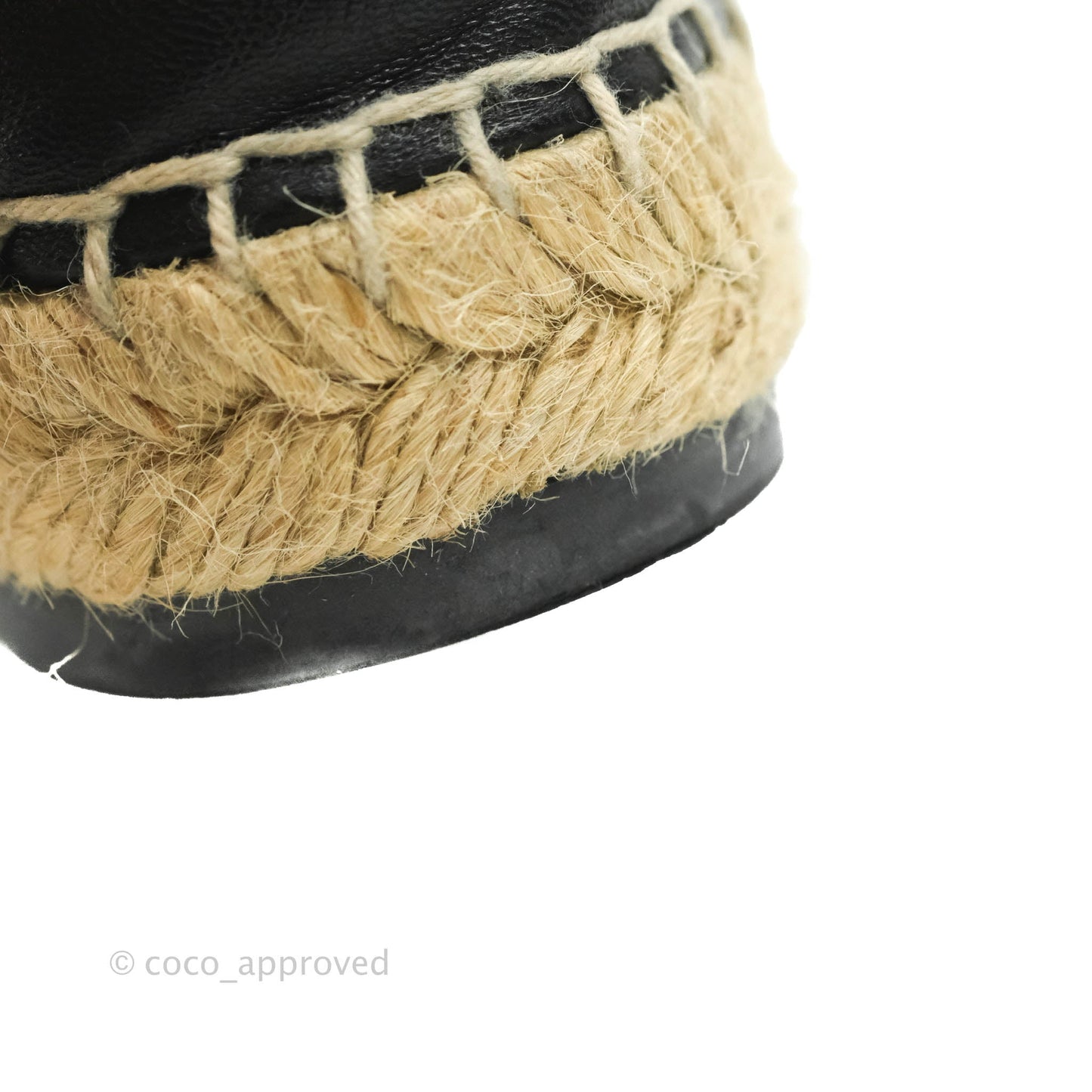 Chanel Espadrille Black Beige Leather Size 36C