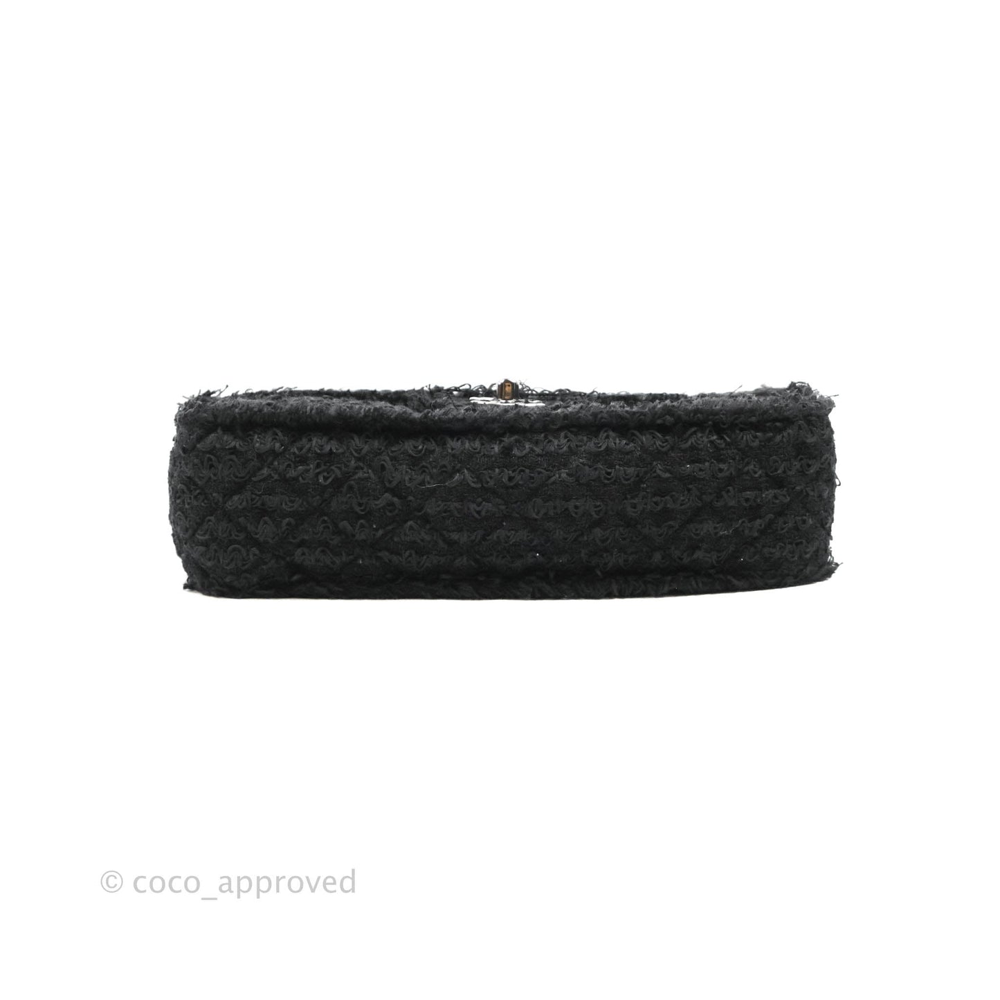 Chanel Medium Classic Double Flap Bag Black Tweed Gold & Gun Metal Hardware