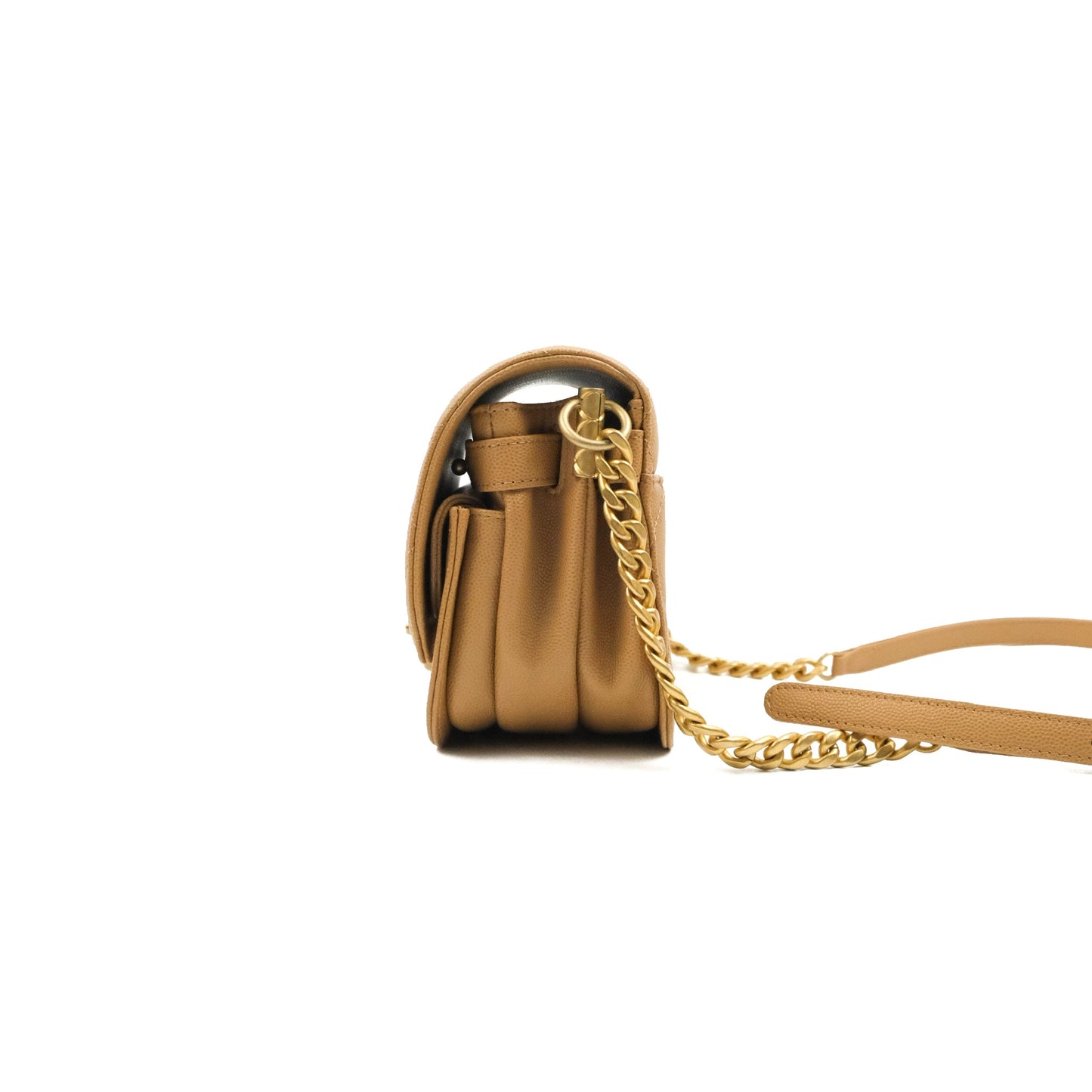 Chanel Mini Messenger Bag Beige Caviar Gold Hardware 21K