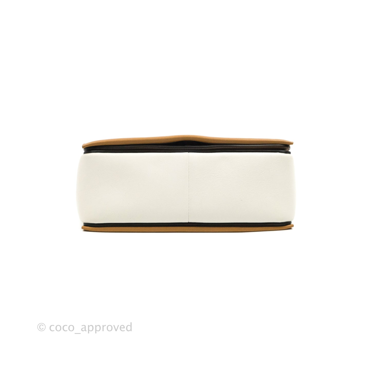 Celine Frame Shoulder Bag White Brown Calfskin Gold Hardware