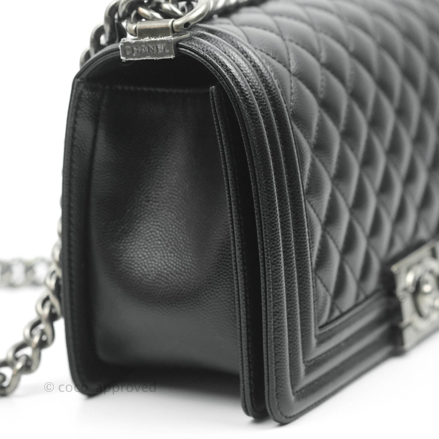 Chanel Boy Quilted Medium Black Caviar Ruthenium Hardware