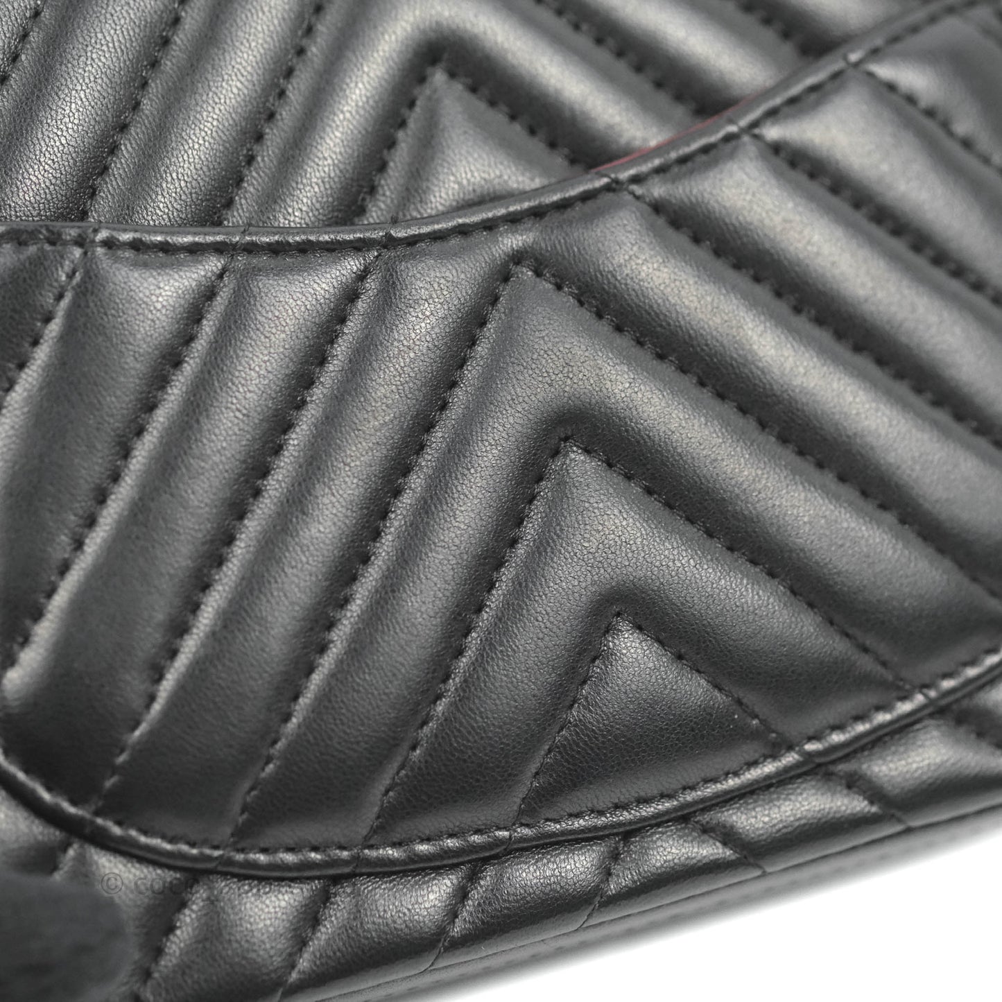 Chanel Mini Square Black Chevron Lambskin Gold Hardware