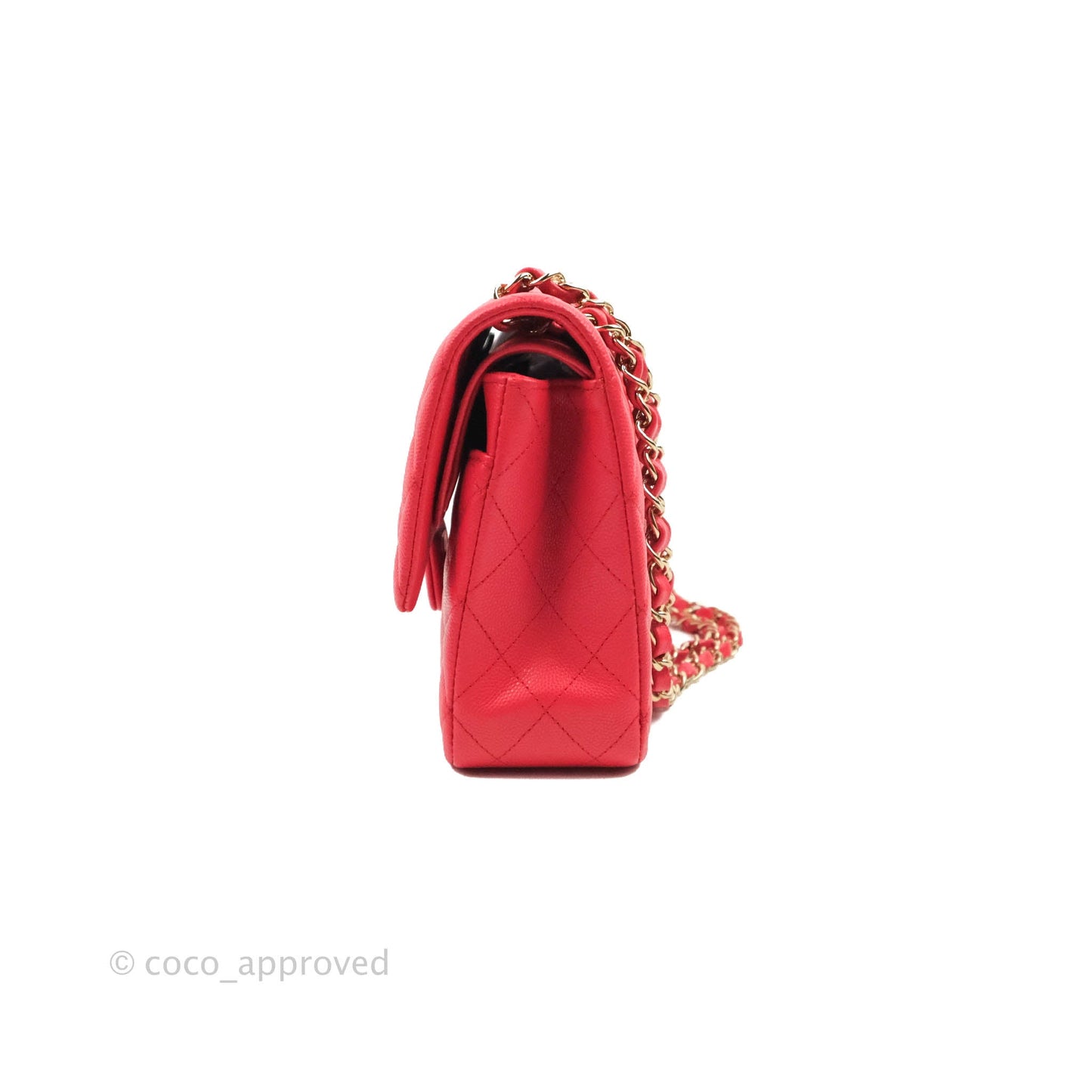 Chanel Medium M/L Classic Quilted Flap Red Caviar Gold Hardware 21B