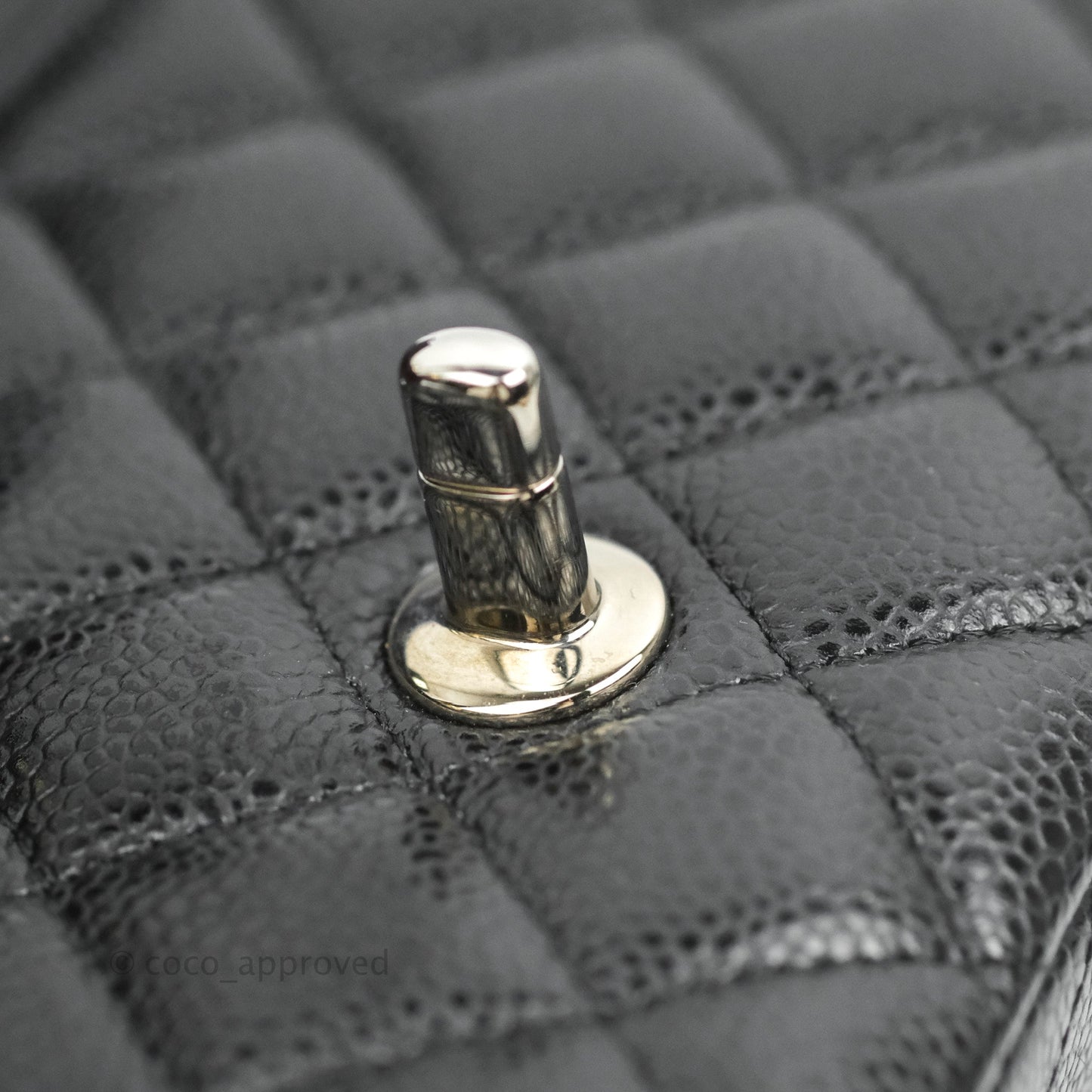 Chanel Classic M/L Medium Flap Quilted Black Caviar Silver Hardware