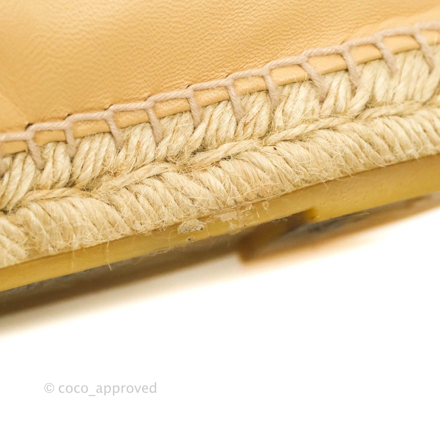 Chanel Espadrille Beige Black Leather Size 37