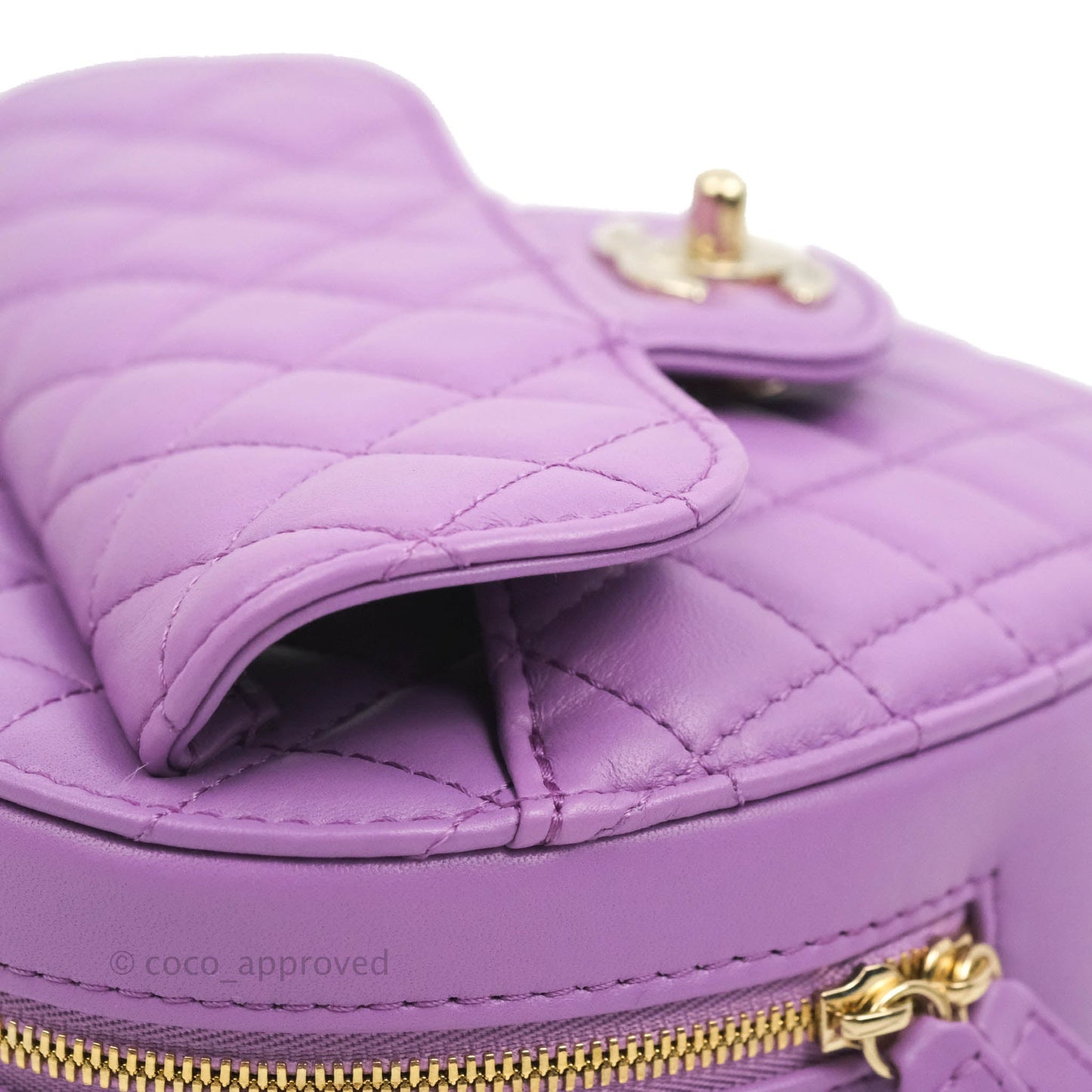 Chanel Large Heart Bag Purple Lambskin Gold Hardware 22S