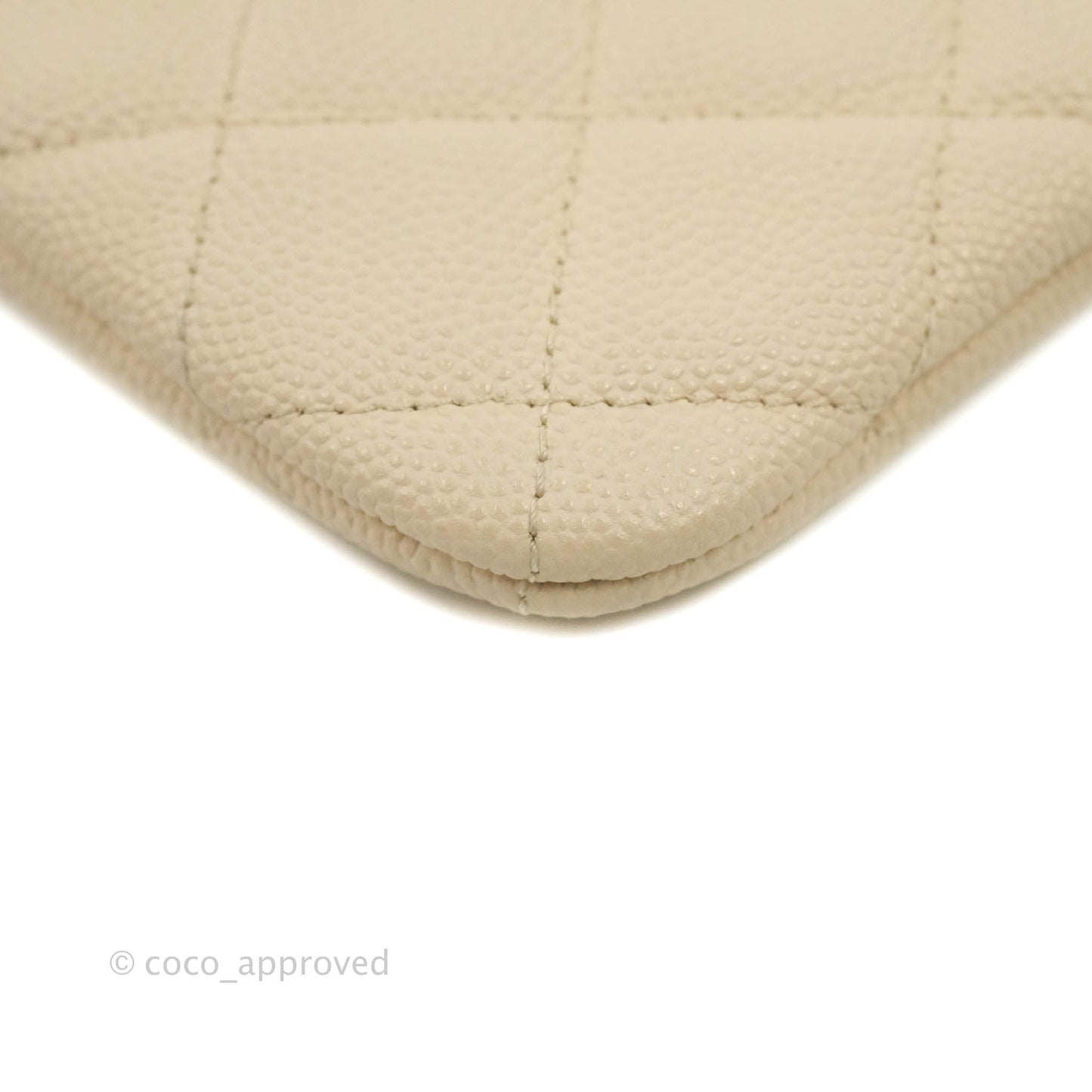 Chanel Quilted Mini O Case Light Beige Caviar Gold Hardware
