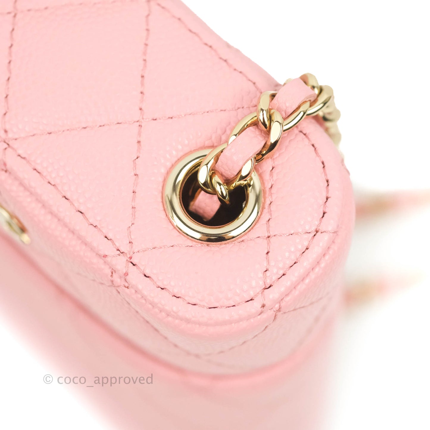 Chanel Vanity Phone Holder With Chain Pink Caviar Gold Hardware