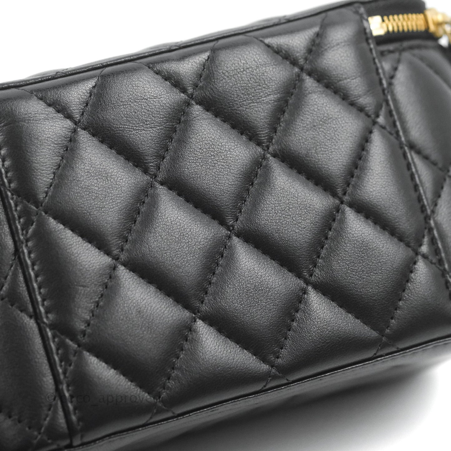 Chanel Vanity with COCO Heart Chain Black Lambskin Aged Gold Hardware
