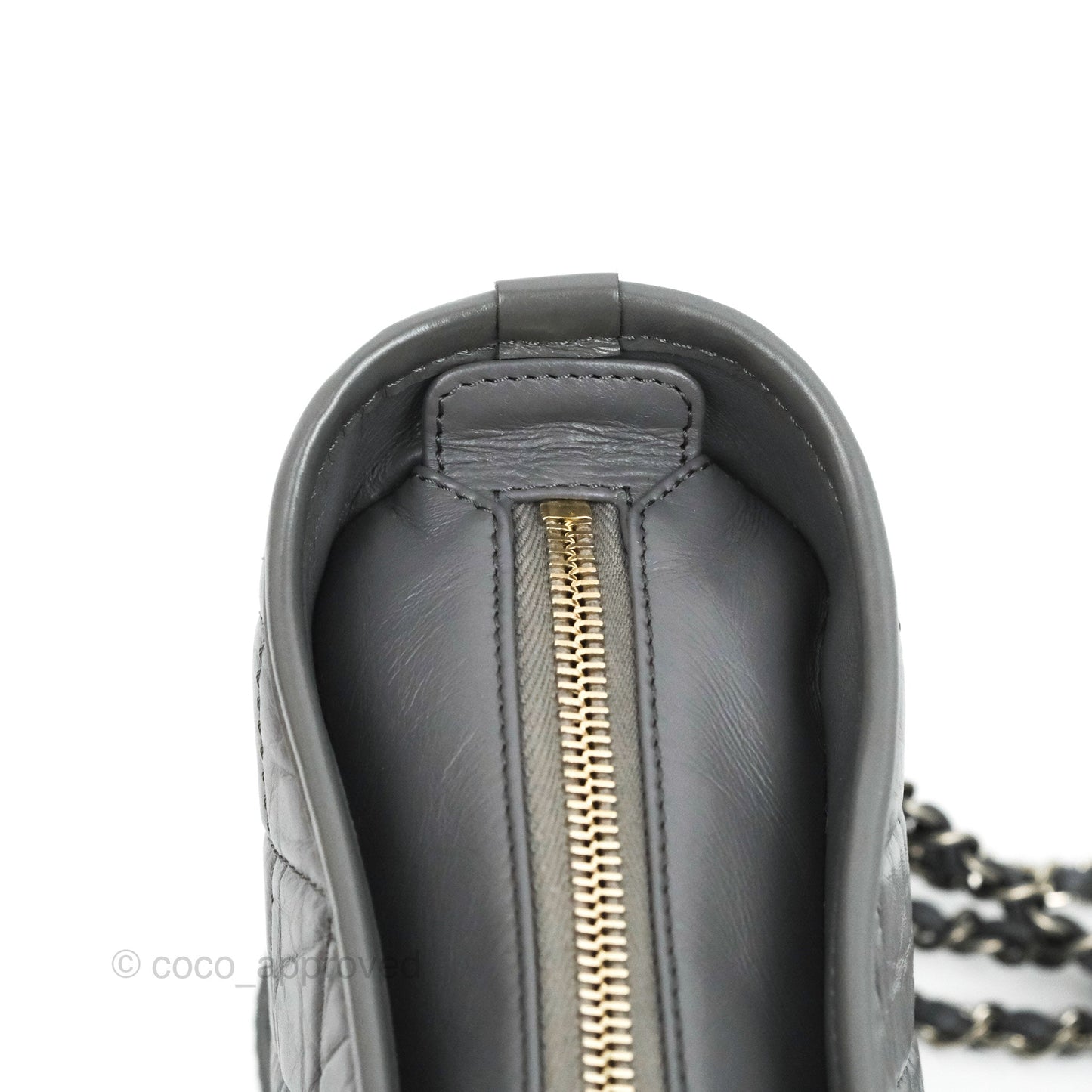 Chanel Quilted Small Gabrielle Hobo Grey Calfskin Mixed Hardware