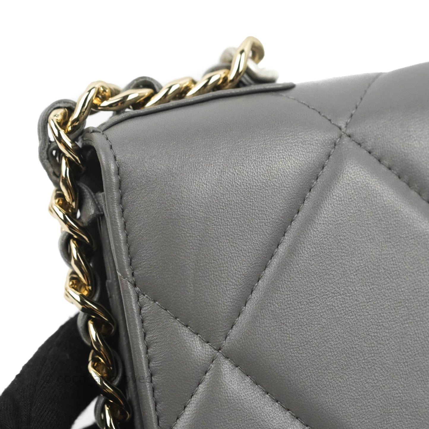 Chanel 19 Wallet on Chain WOC Dark Grey Lambskin Mixed Hardware