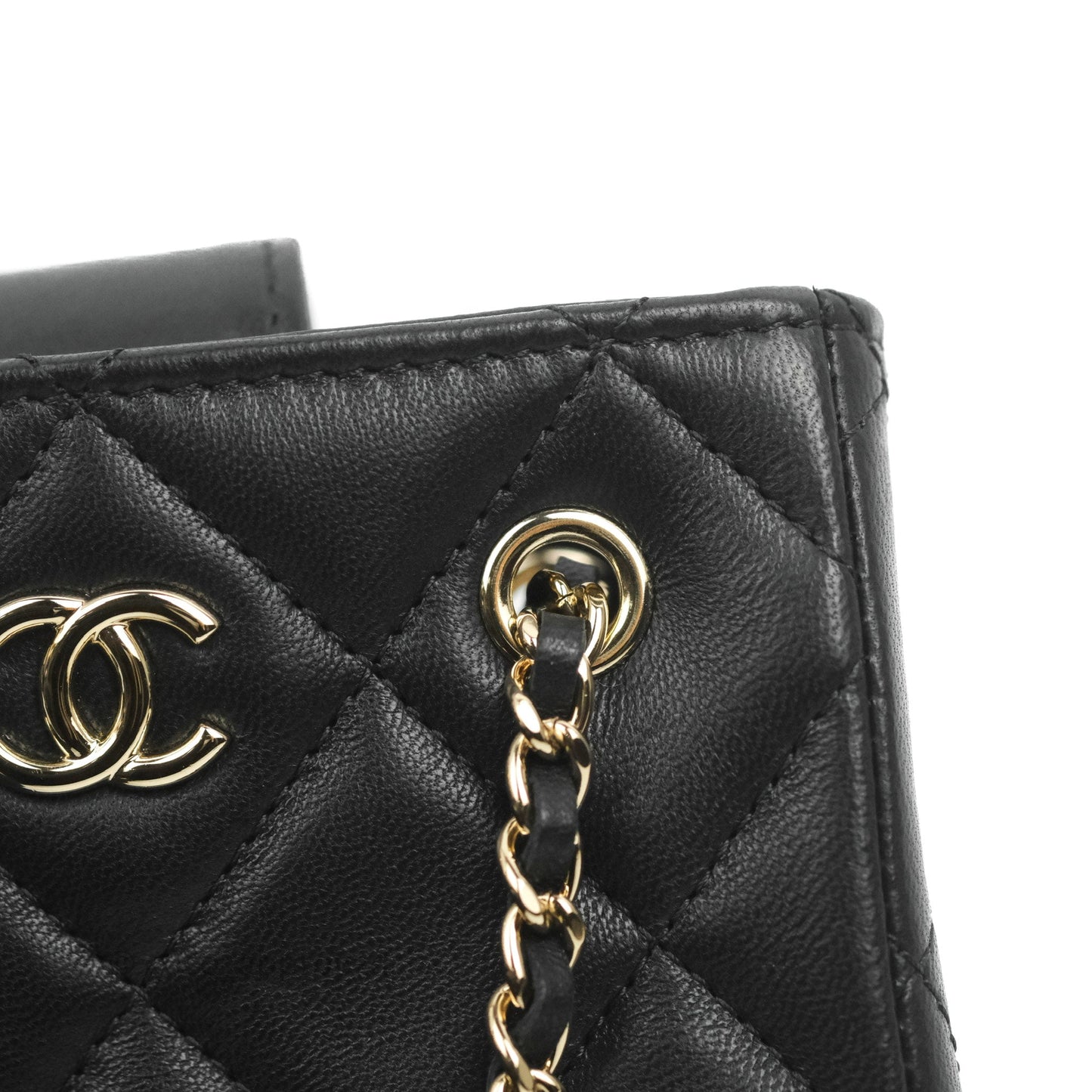 Chanel Mini Clutch With Chain Black Lambskin Gold Hardware 22C