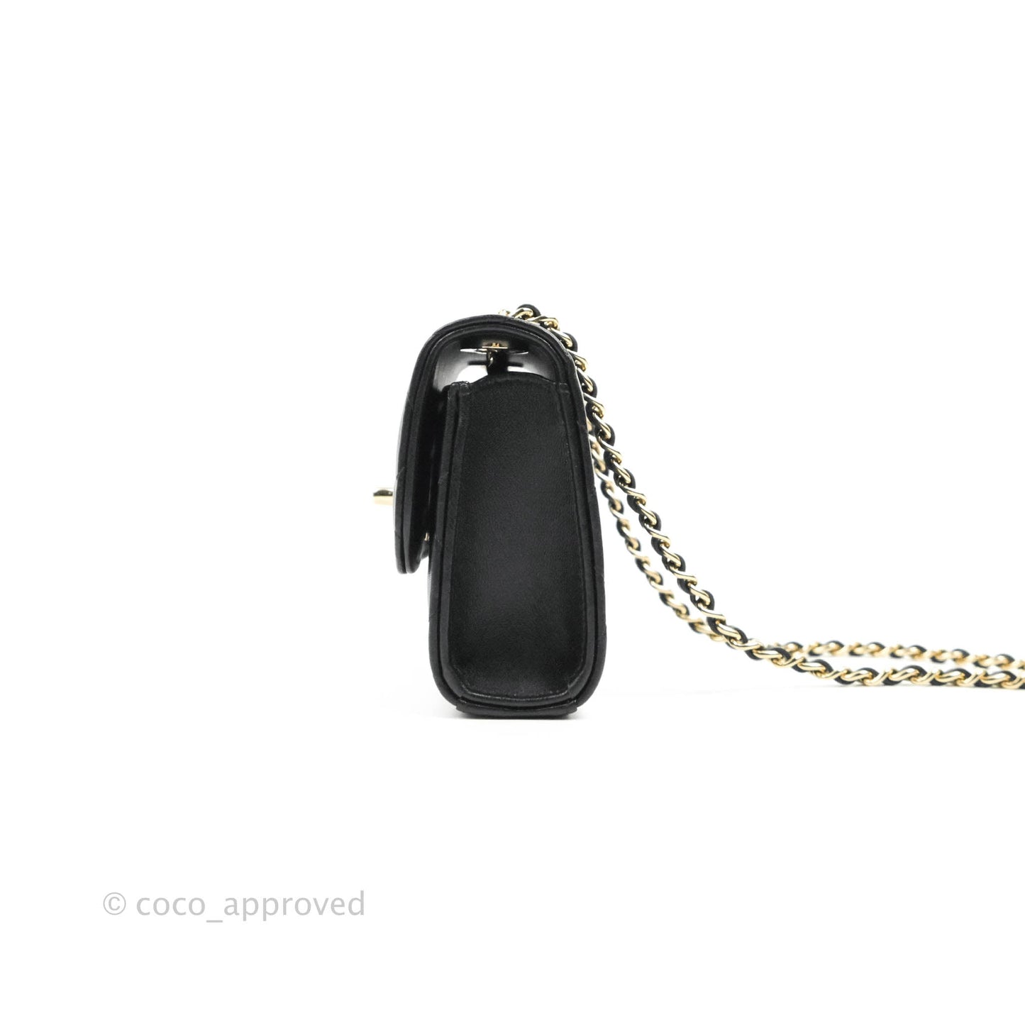 Chanel Mini Quilted Clutch With Chain Black Lambskin Gold Hardware 22S