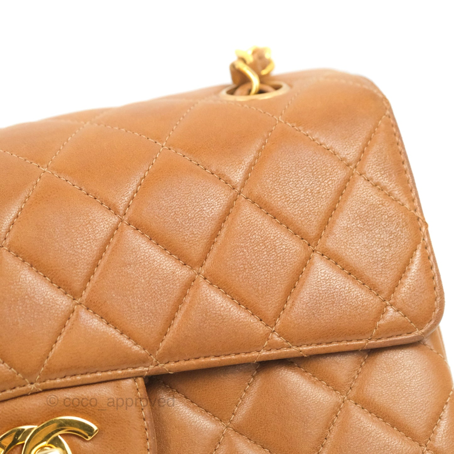 Chanel Vintage Double-sided Small Flap Brown Caramel Lambskin 24K Gold Hardware