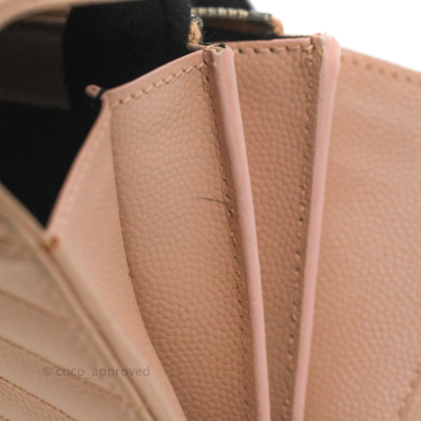 Saint Laurent Quilted Envelope Wallet Pink Grained Leather Silver Hardware
