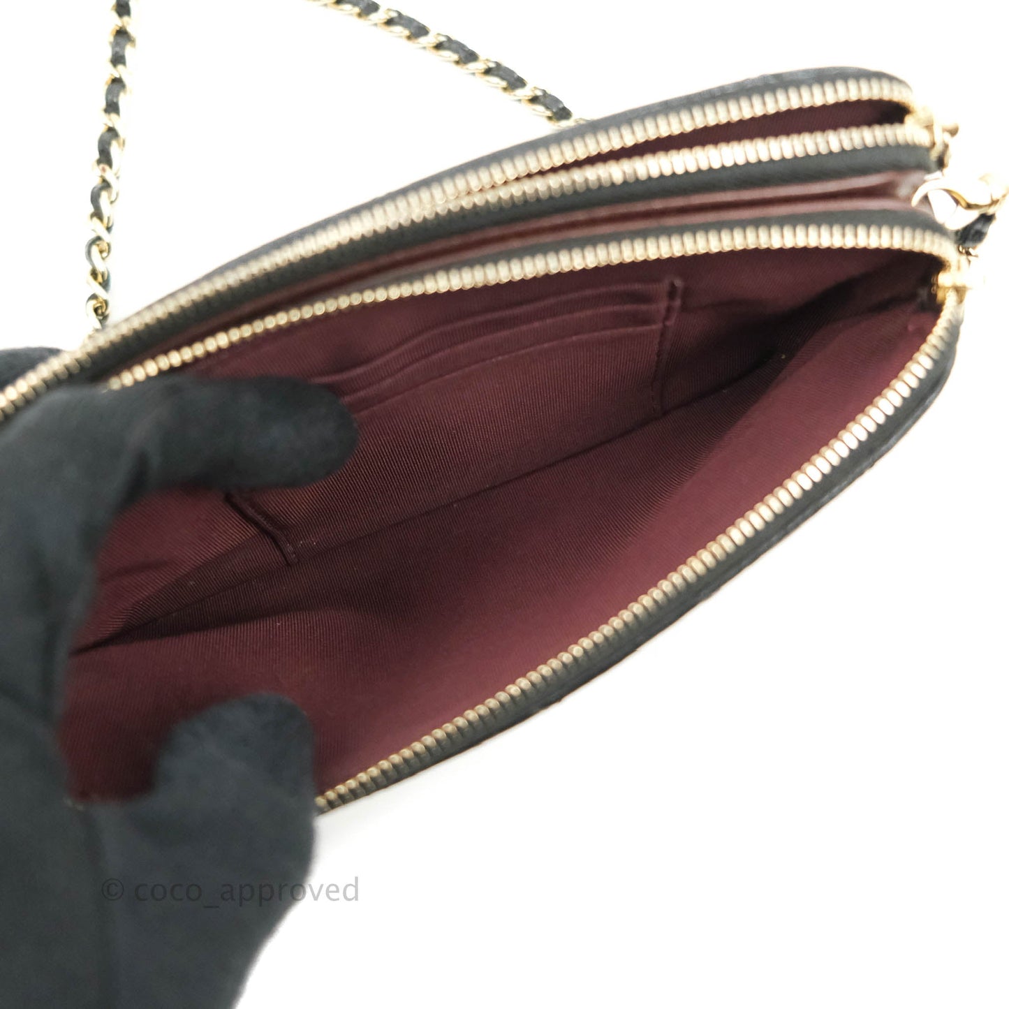 Chanel Quilted Clutch With Chain Black Caviar Gold Hardware