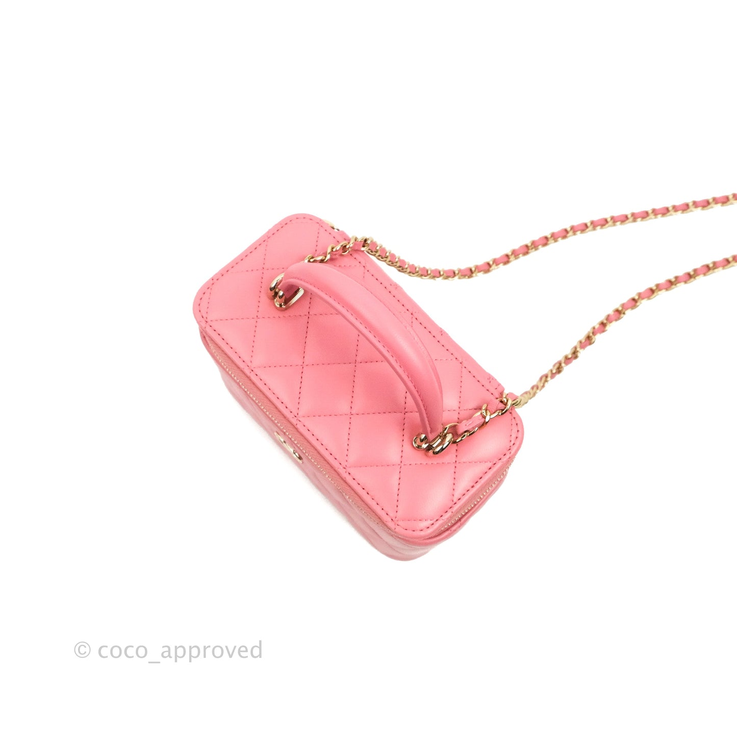 Chanel Vanity Rectangular Top Handle Pink Lambskin Gold Hardware