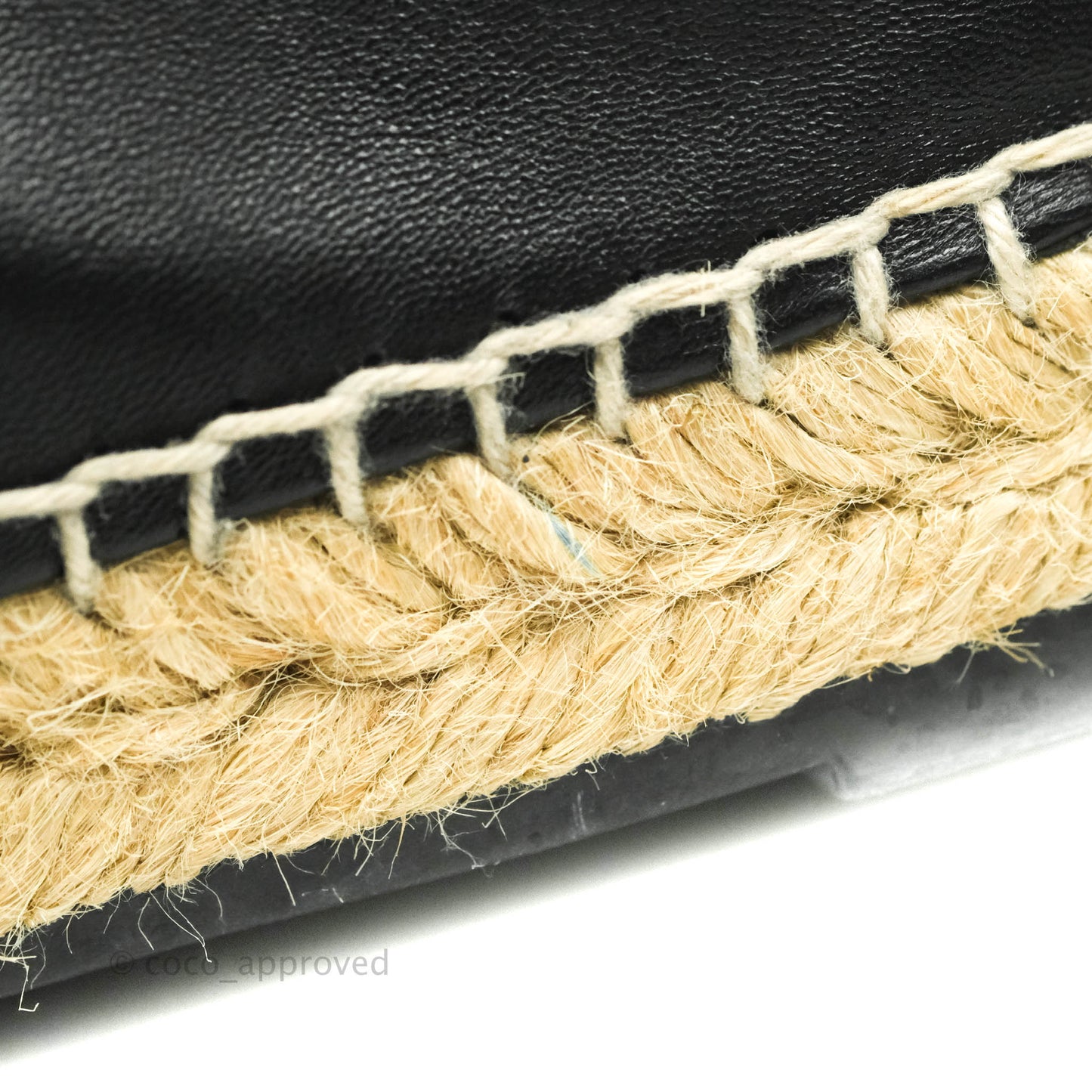 Chanel Espadrille Black Beige Leather Size 36C