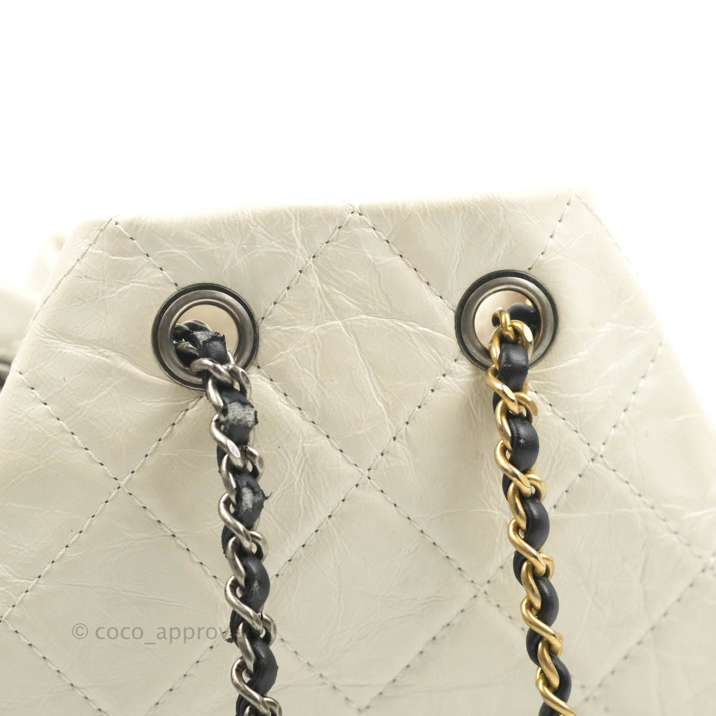 Chanel Small Gabrielle Backpack White Black Aged Calfskin