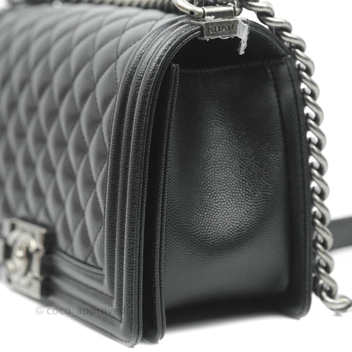 Chanel Boy Quilted Medium Black Caviar Ruthenium Hardware