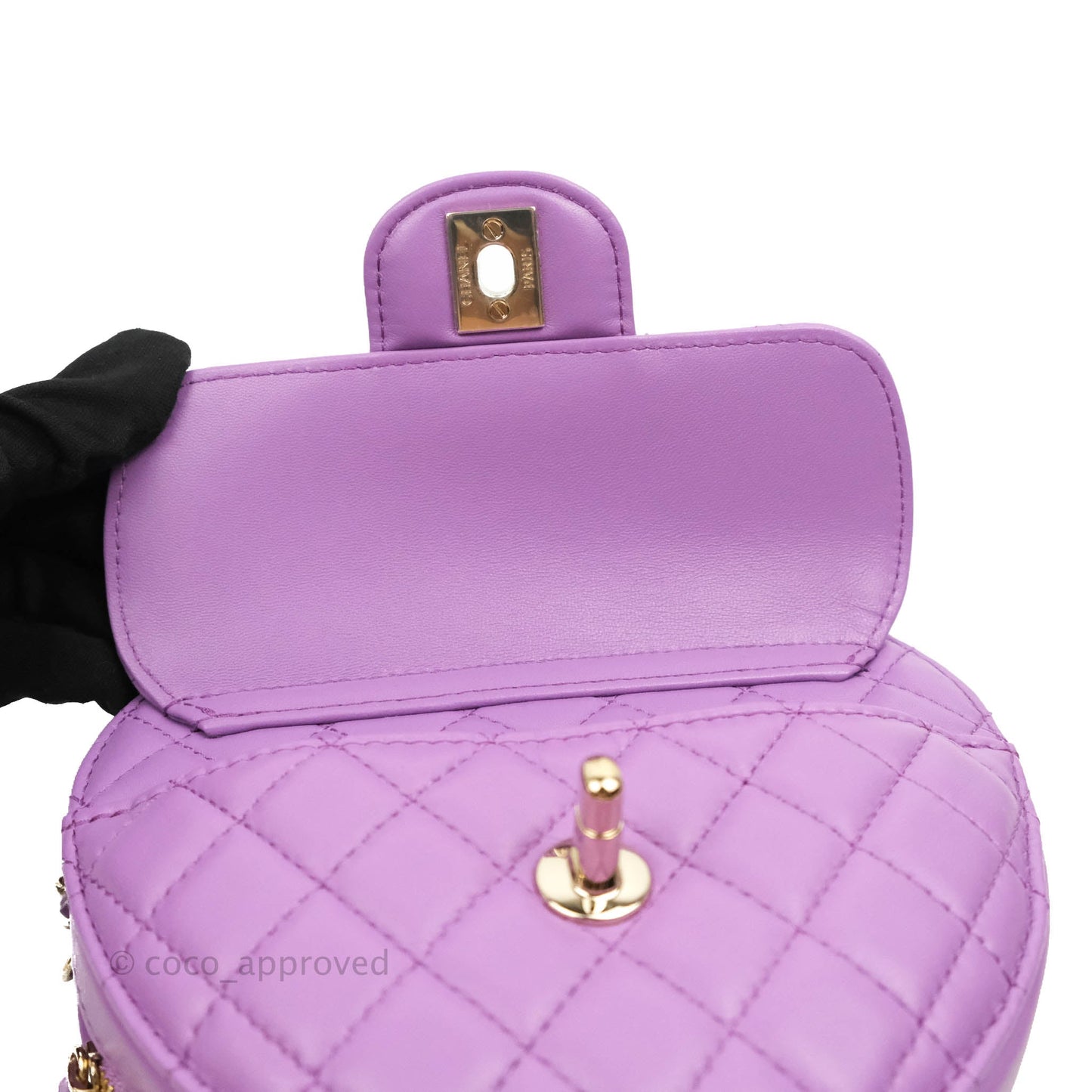 Chanel Large Heart Bag Purple Lambskin Gold Hardware 22S