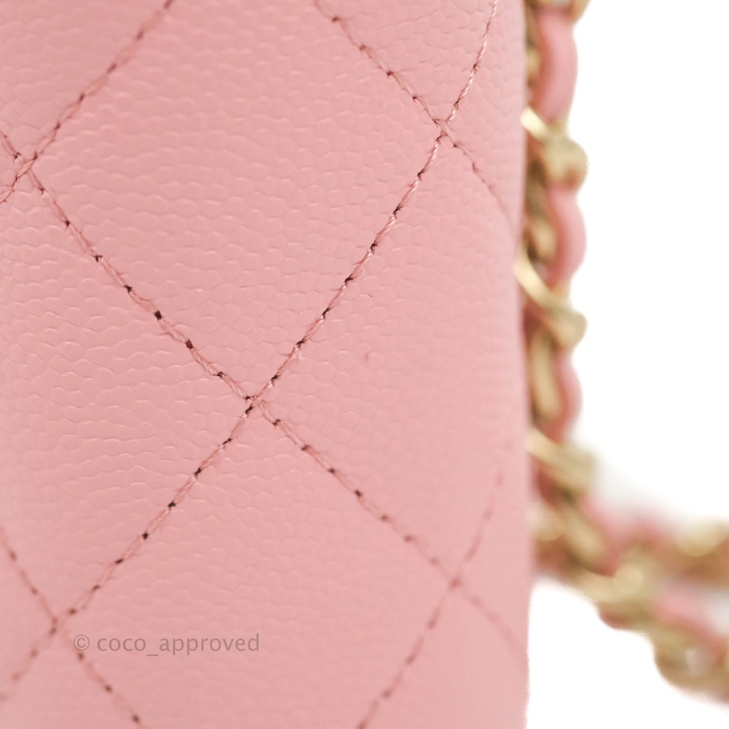 Chanel Vanity Phone Holder With Chain Pink Caviar Gold Hardware