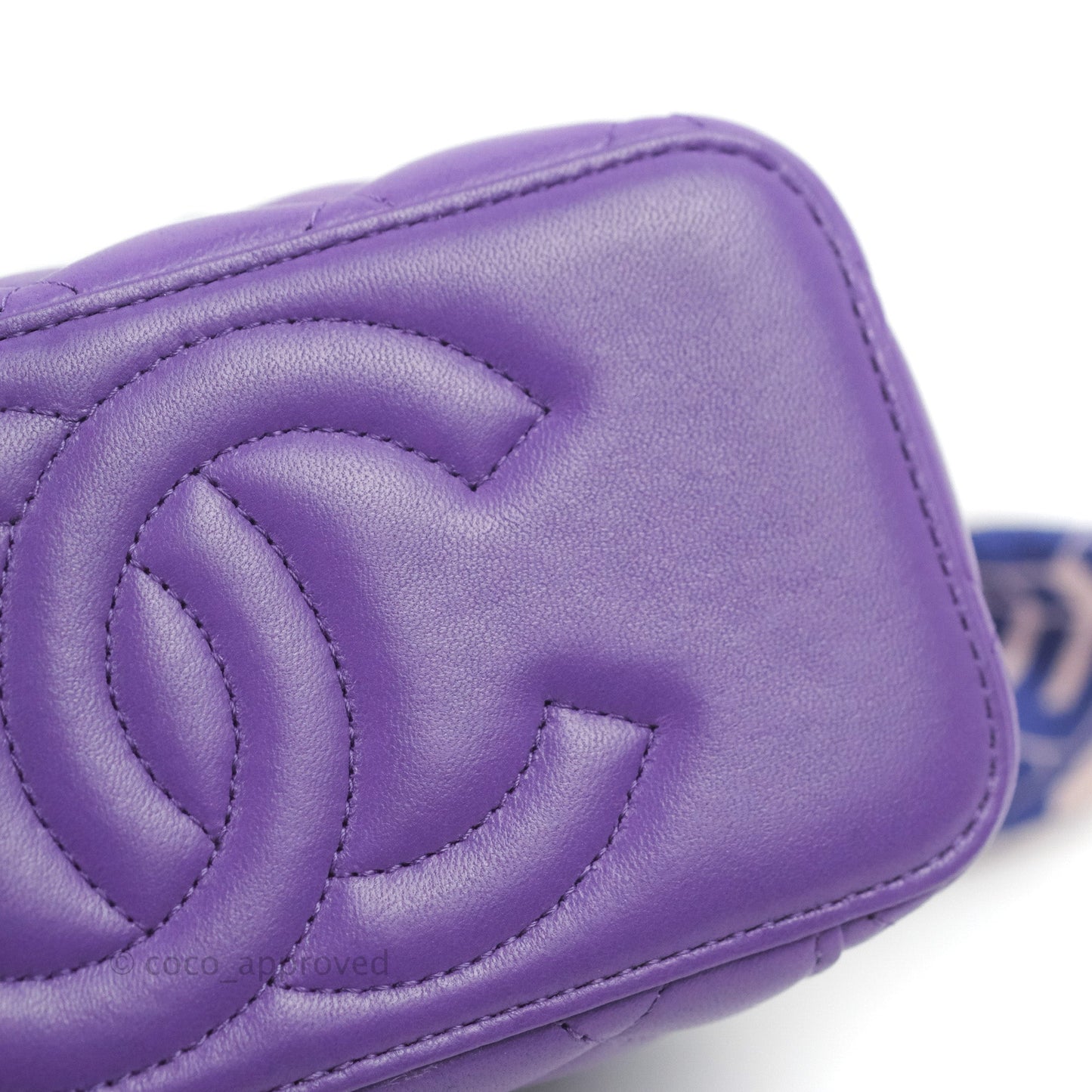 Chanel Vanity Rectangular Top Handle Purple Lambskin Gold Hardware with Twilly