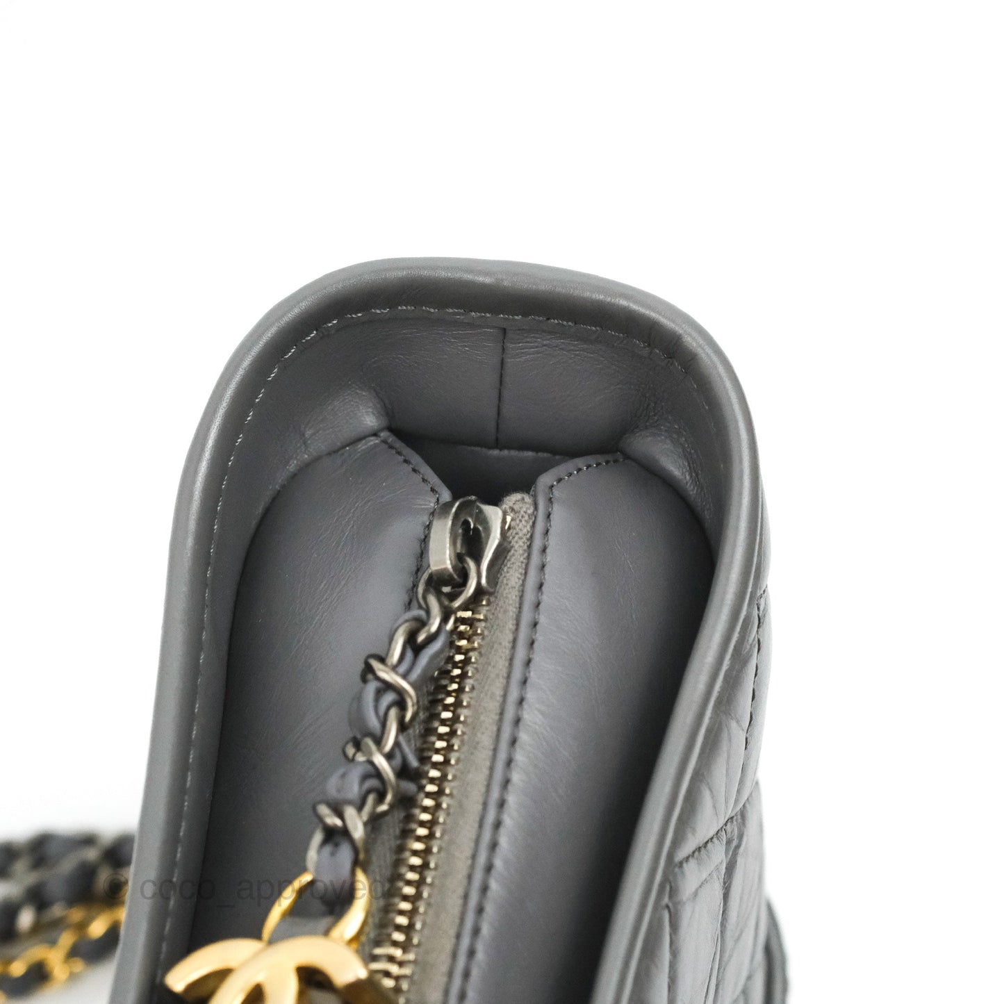 Chanel Quilted Small Gabrielle Hobo Grey Calfskin Mixed Hardware