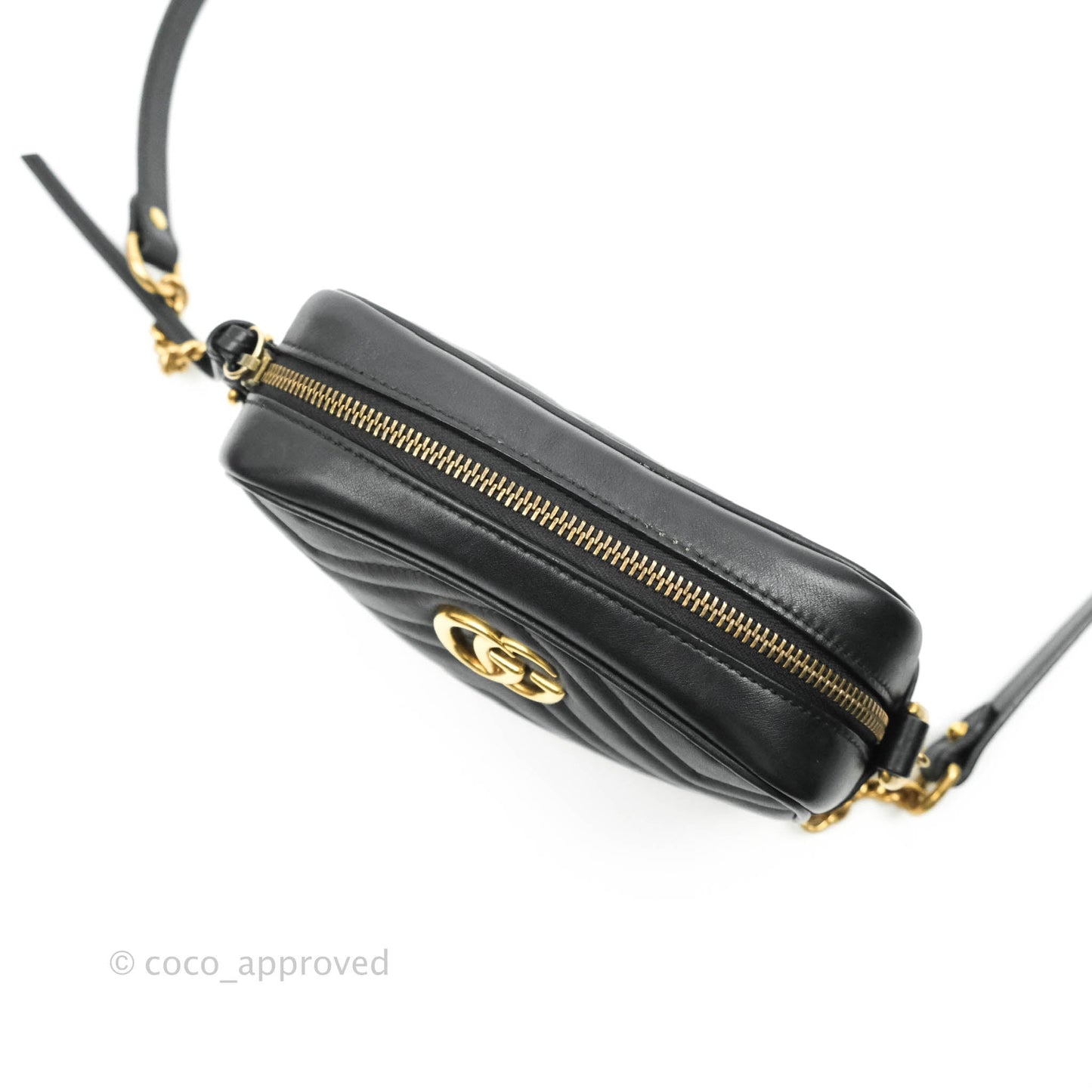Gucci Mini Matelasse GG Marmont Camera Bag Black Calfskin Gold Hardware